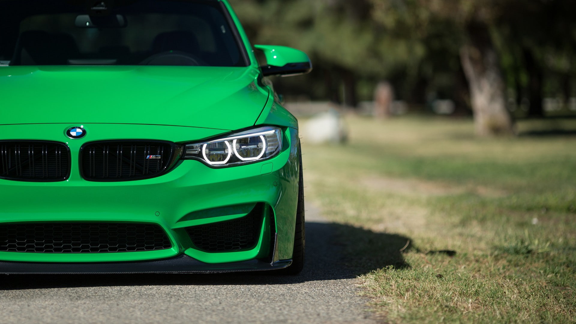 BMW, green, 1080P, BMW M3, Headlights, photography, HD Wallpaper