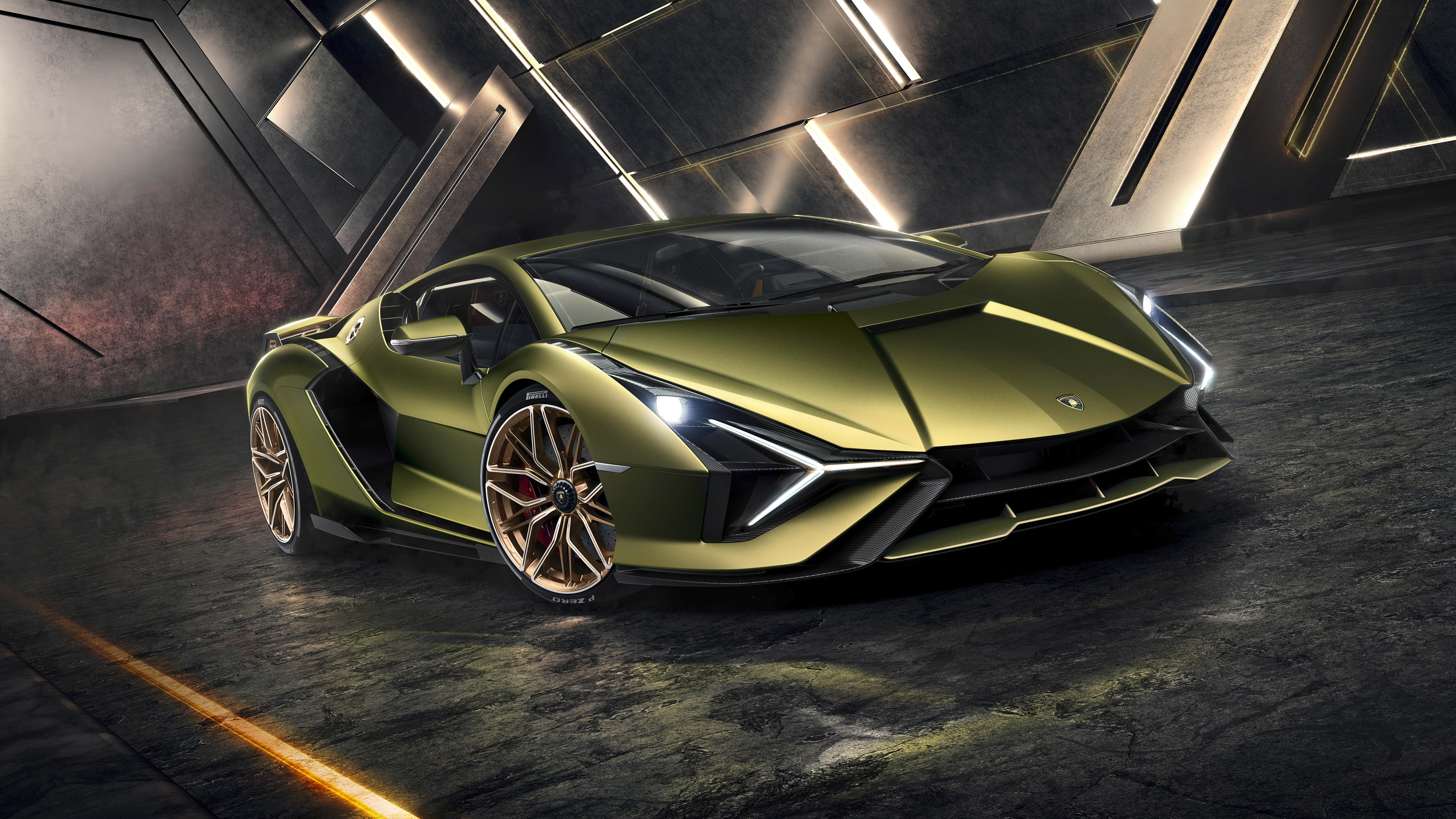 4K, vehicle, car, Lamborghini Sian, supercars, HD Wallpaper