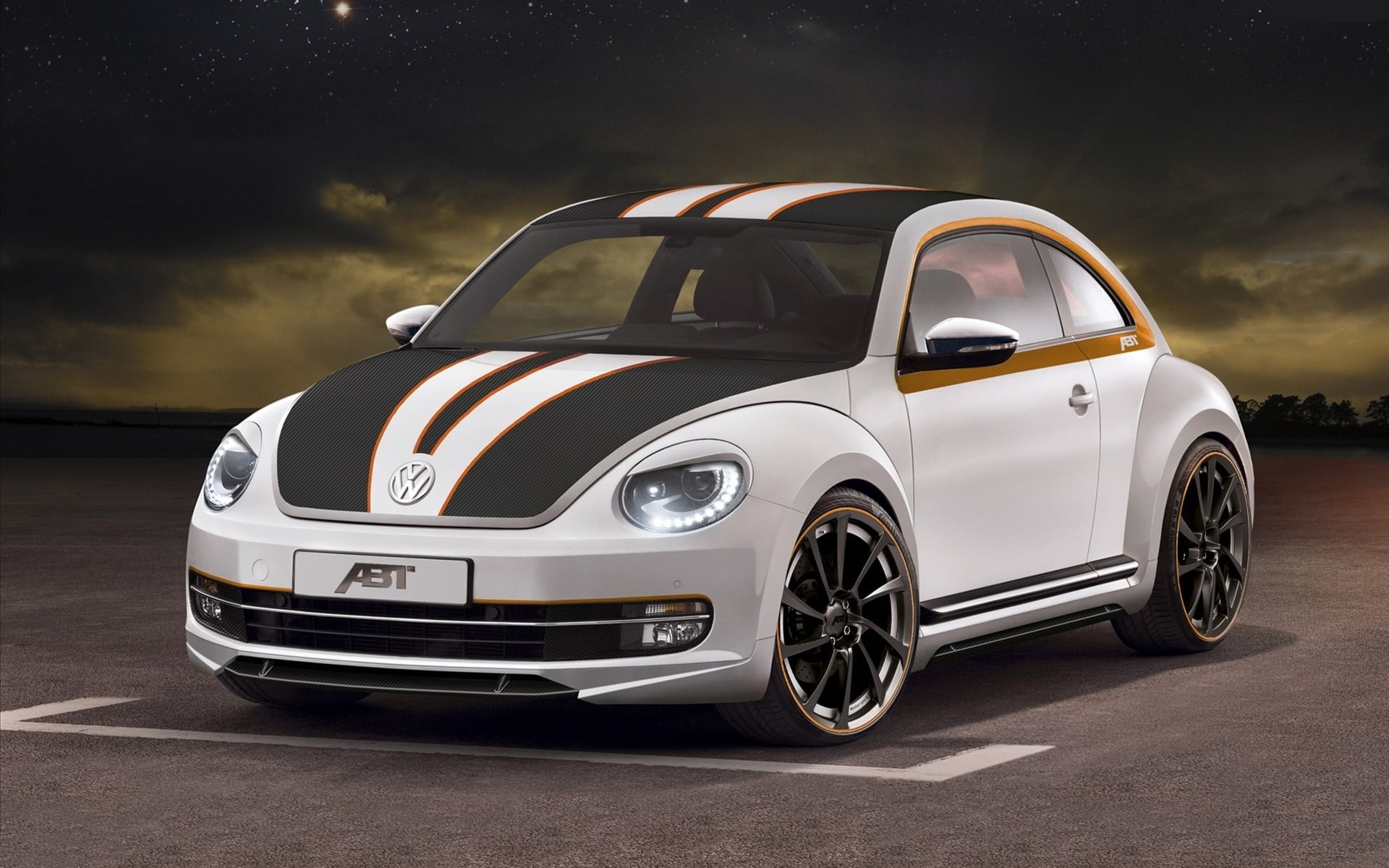 hatchback, road, vintage car, tuning, coupe, Beetle, retro styled, Sportsline, wheel, cloud - sky, white, mode of transportation, sky, racecar, 1080P, HD Wallpaper