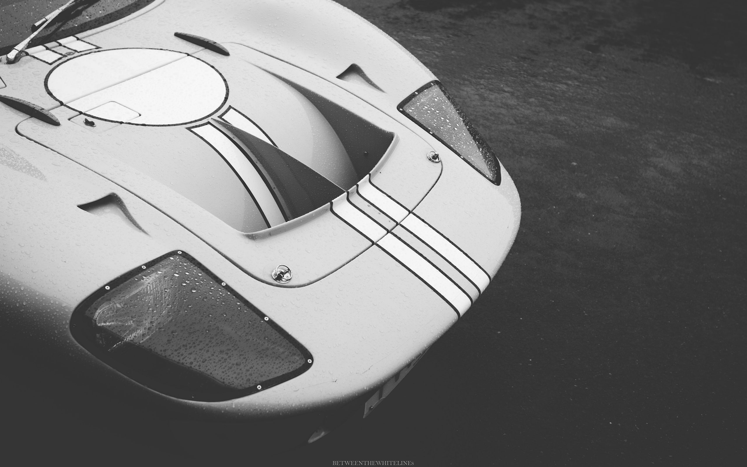 bw, cars, wet, race, drops, hd, water, gt, gt40, ford, 2K, car, HD Wallpaper