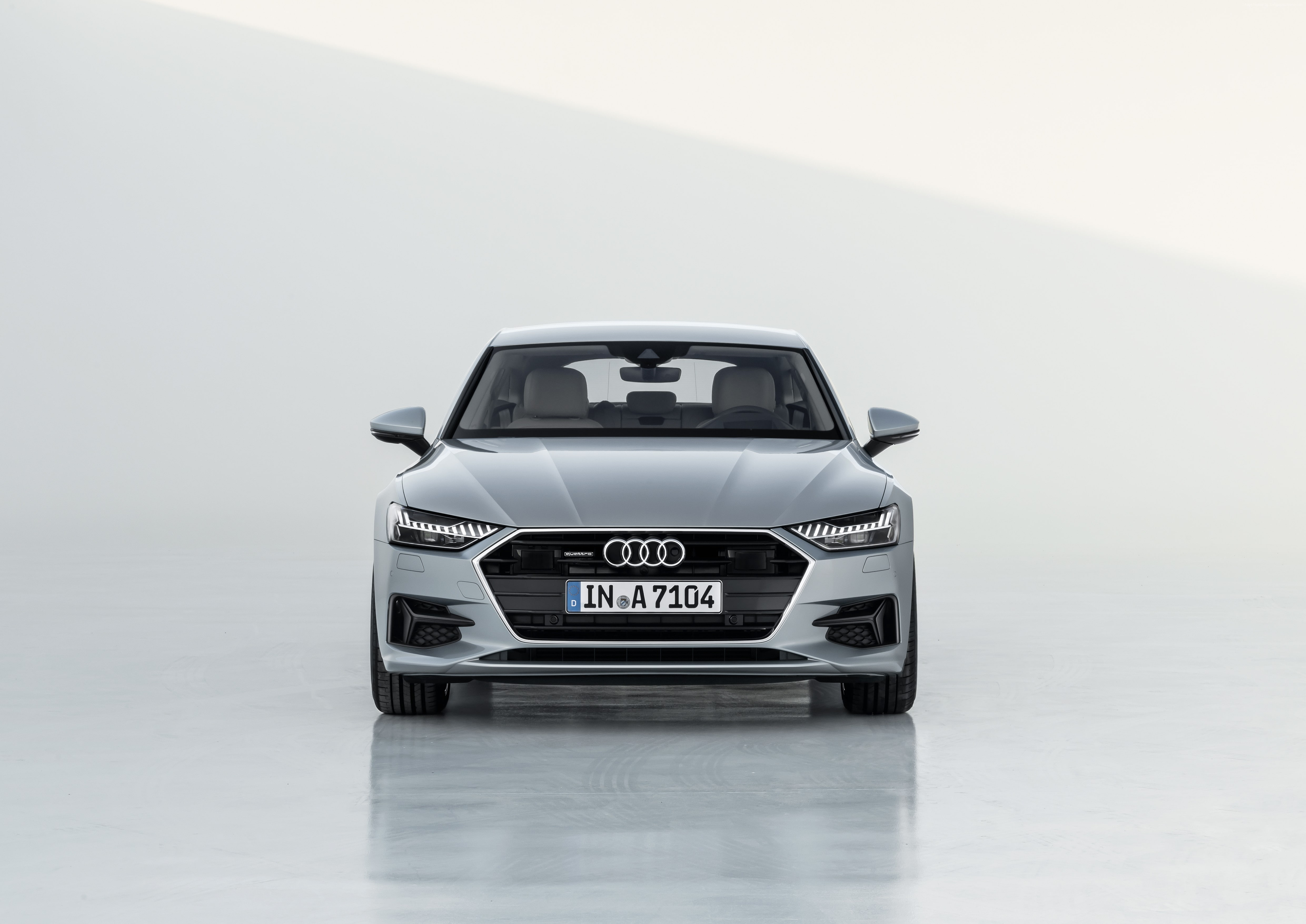 day, motor vehicle, no people, car, portrait, still life, indoors, text, front view, copy space, 2018 Cars, Audi A7 Sportback, nature, 4K, travel, 4K, HD Wallpaper