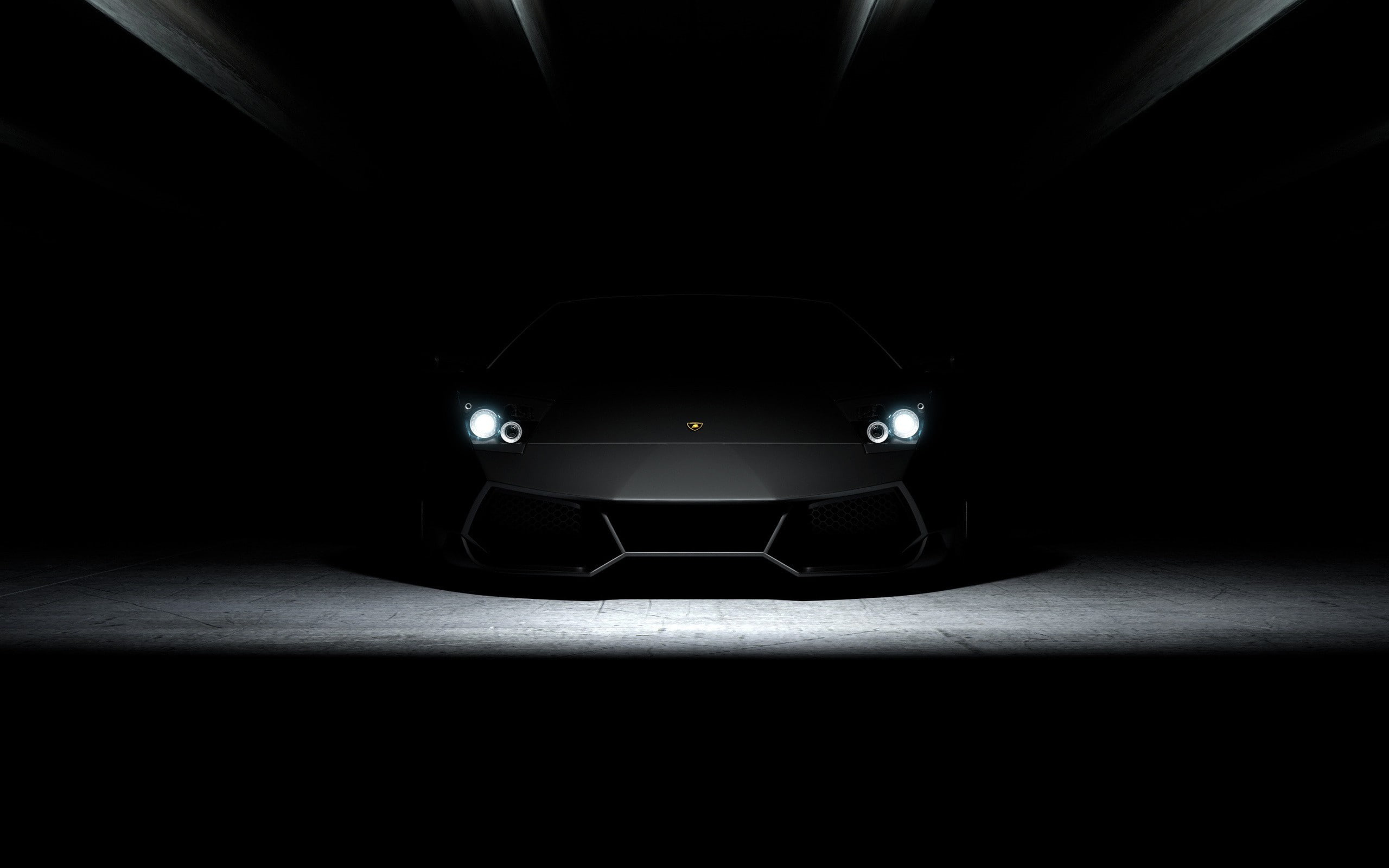 supercars, Lamborghini, Headlights, 2K, dark, HD Wallpaper