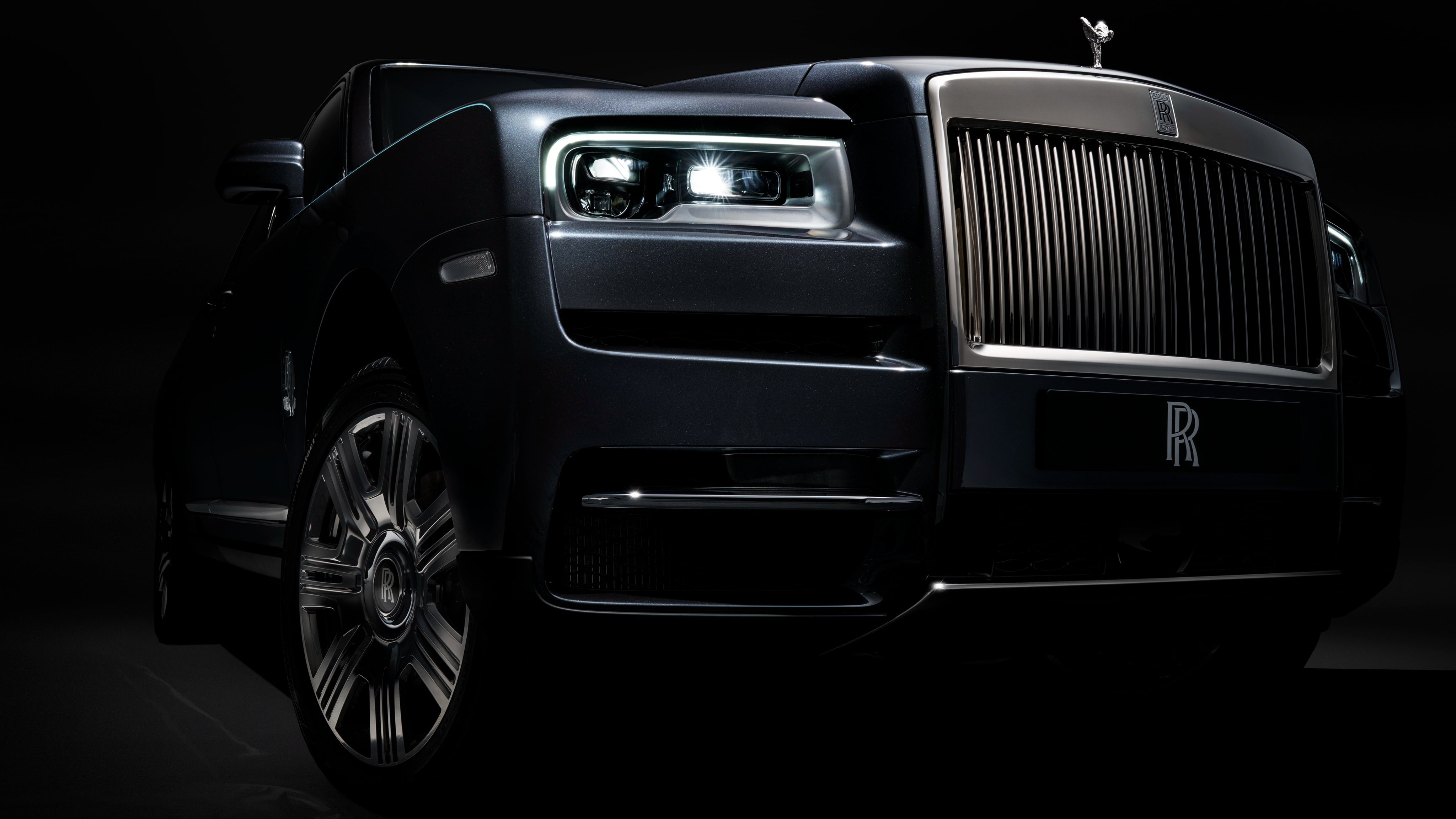 headlight, Cullinan, 4K, front view, 2018, Rolls-Royce, HD Wallpaper