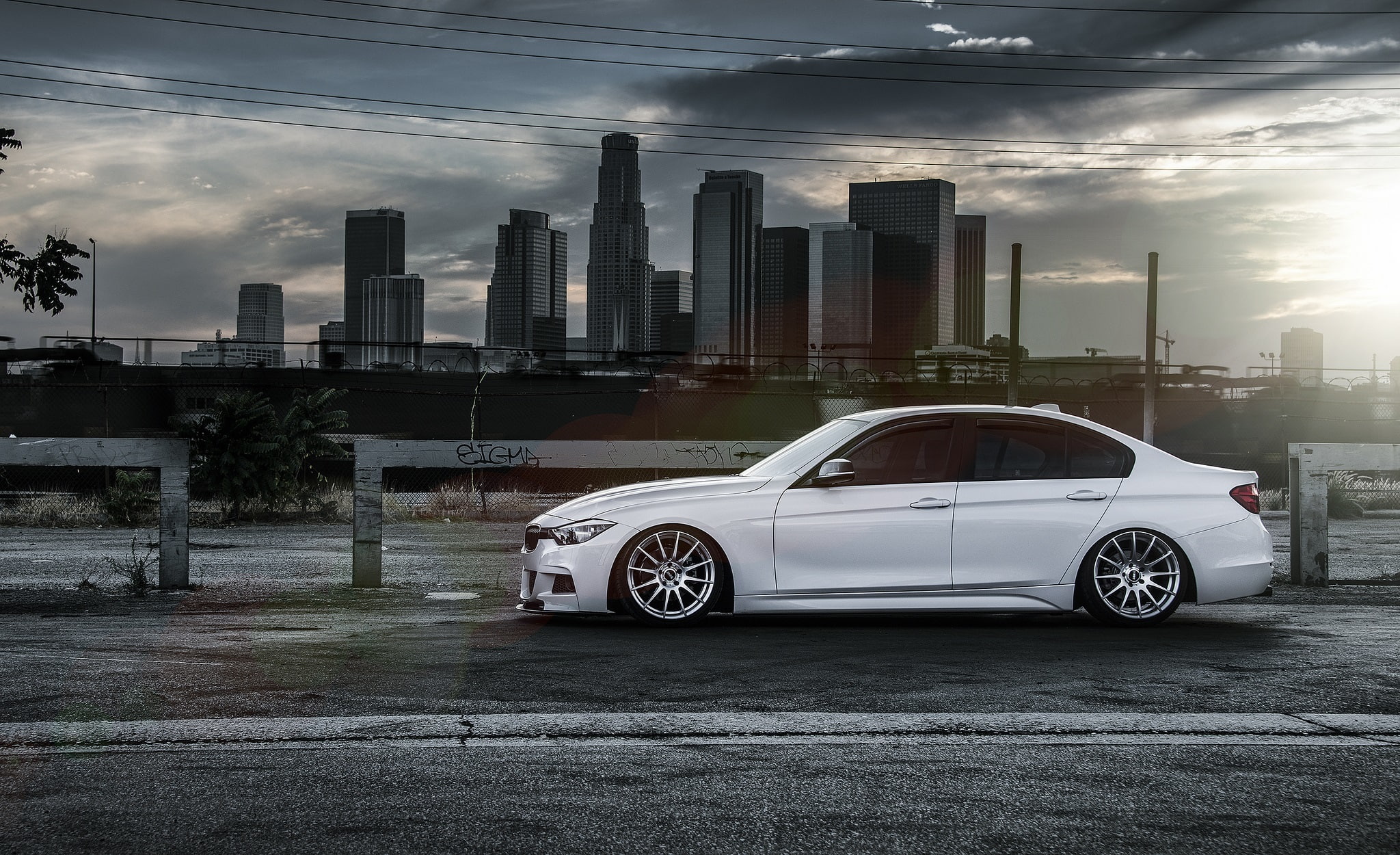 F30, White, City, Alpine, 328i, VMR, Side, 1080P, Wheels, Sun, BMW, HD Wallpaper