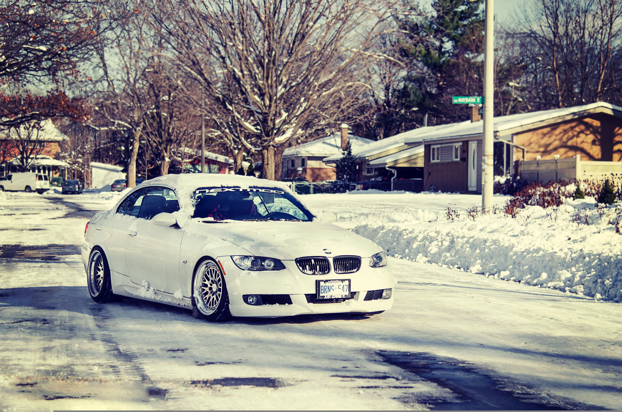 transportation, city, e93, road, wheel, built structure, snowdrift, retro Styled, headlight, motor vehicle, stance, street, series, bumper, 335i, nature, HD Wallpaper