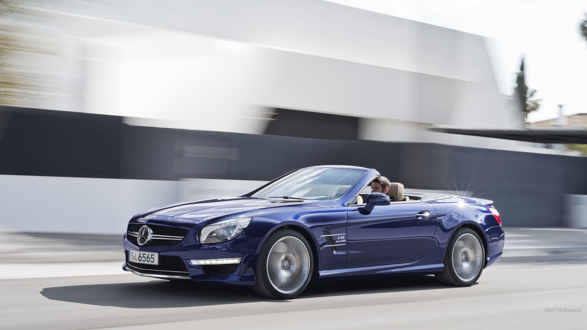 motion, Mercedes SL 65 AMG, driving, luxury, built structure, road, silver colored, day, car, transportation, modern, architecture, motor vehicle, land vehicle, HD Wallpaper