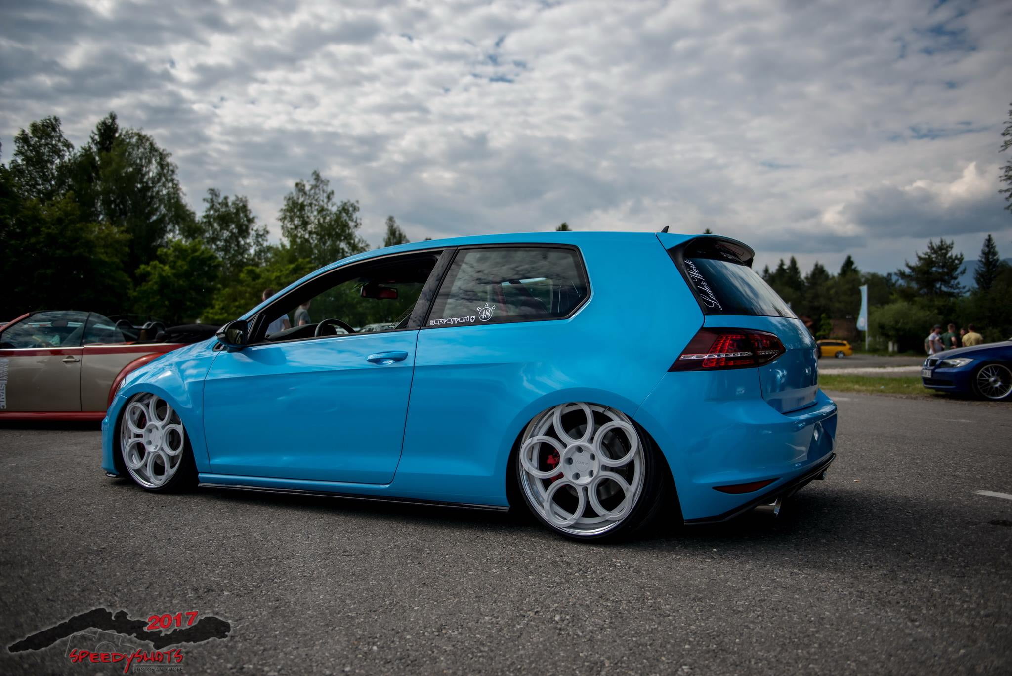 day, cloud - sky, car, city, sky, nature, mode of transportation, VW Golf MK1, 1080P, damaged, transportation, tuning, street, road, outdoors, no people, HD Wallpaper