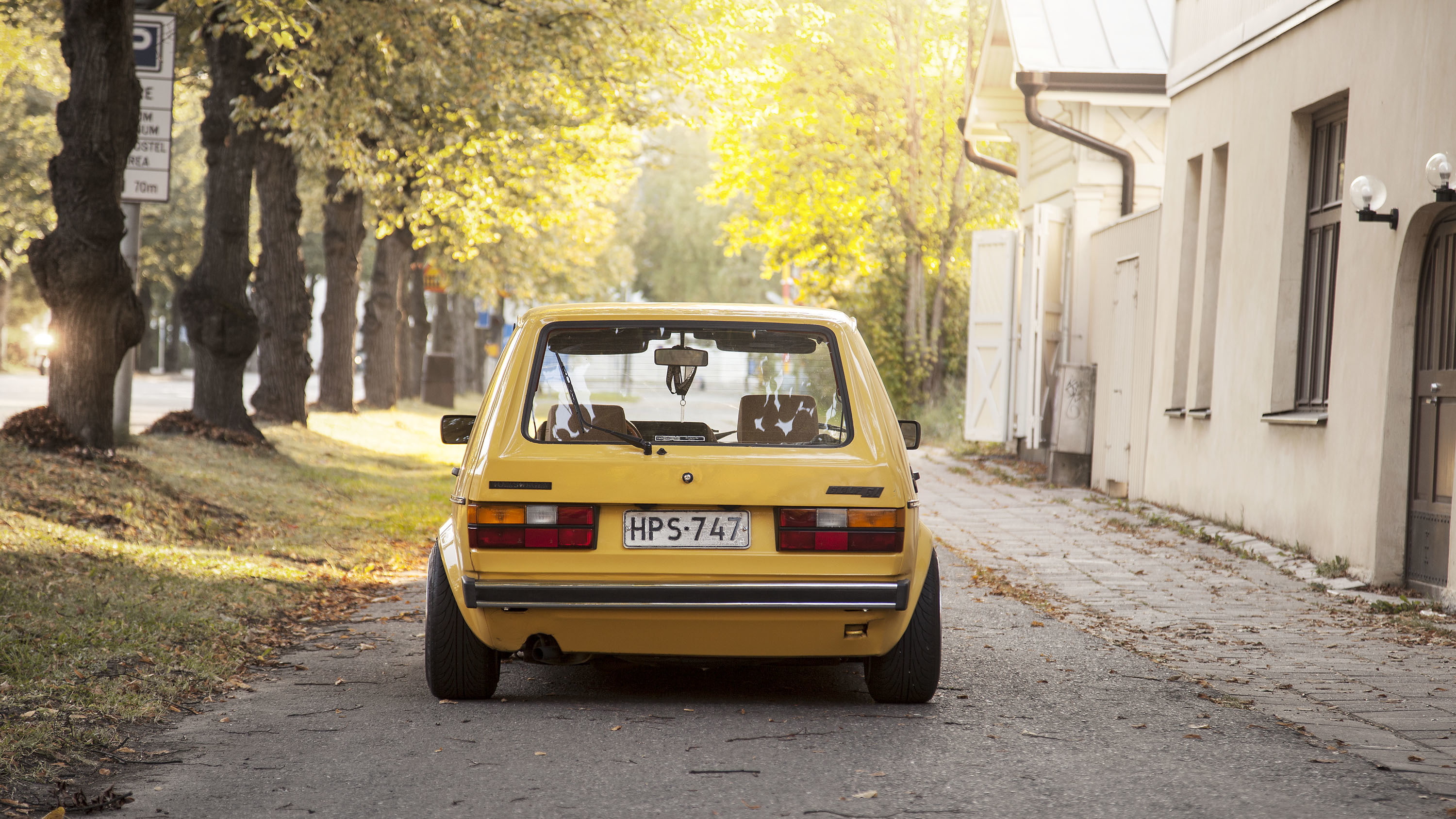 sunlight, trees, Volkswagen, Mk1, Golf, street, tail lights, home, 2K, rear, HD Wallpaper