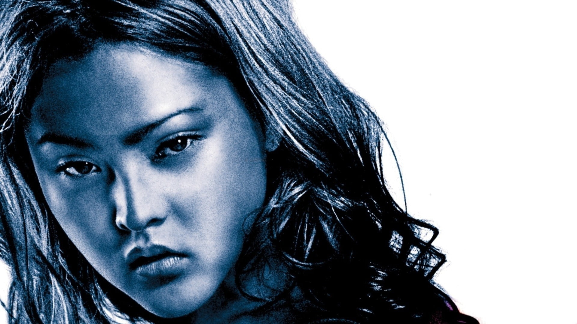 contemplation, looking at camera, Devon aoki, close-up, studio shot, human face, white background, portrait, depression - sadness, Suki, long hair, 2 fast 2 furious, HD Wallpaper