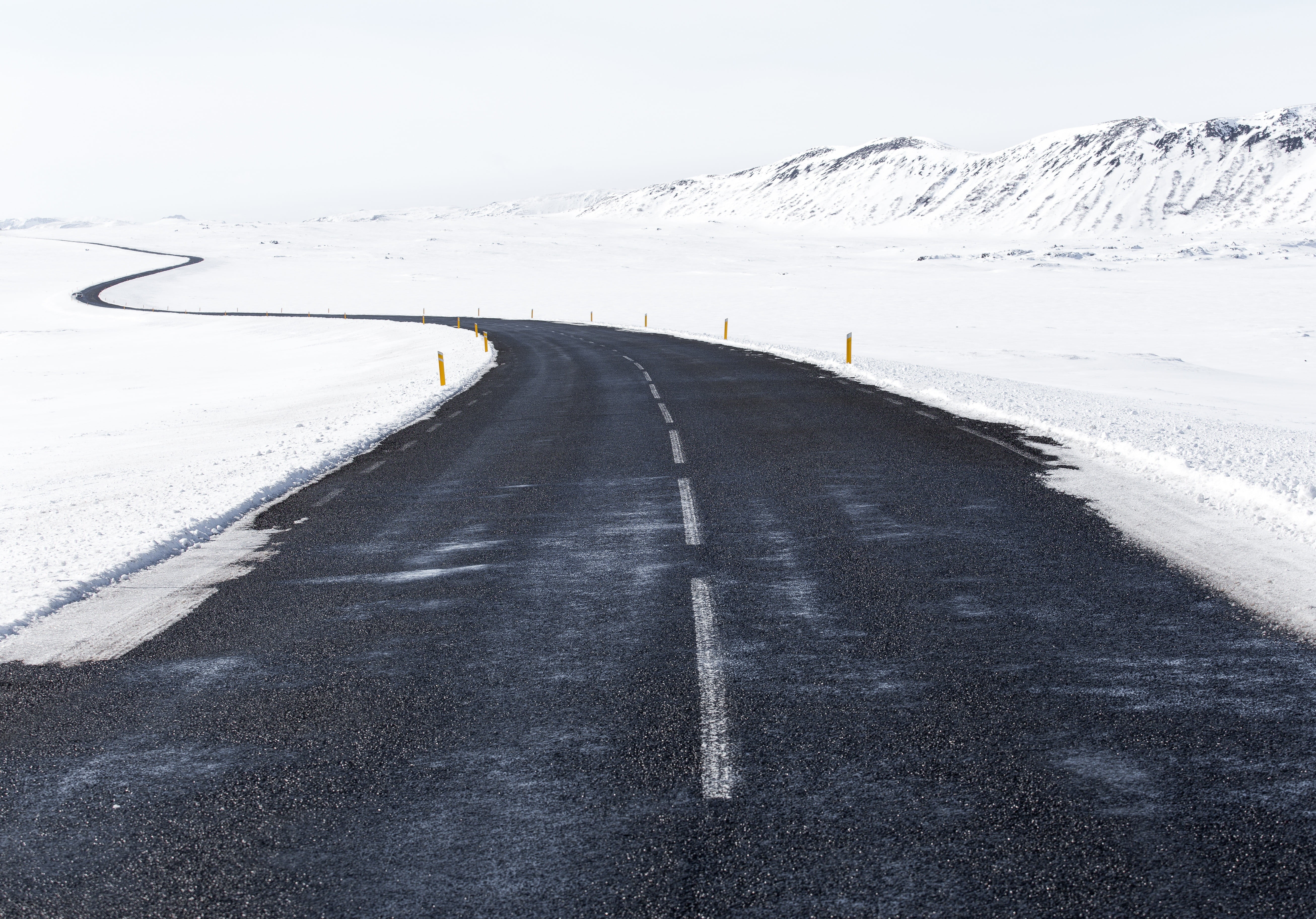 sky, nature, landscape, snowcapped mountain, cold temperature, tranquility, direction, the way forward, road, sign, outdoors, snow, scenics - nature, environment, HD Wallpaper