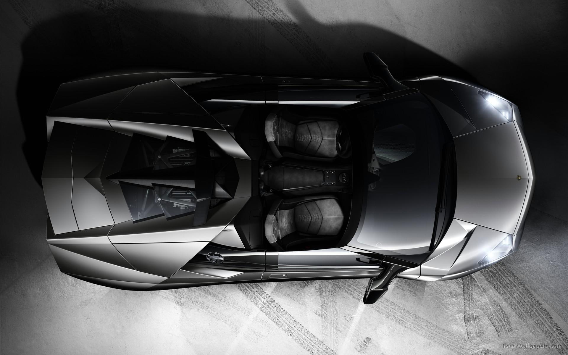 roadster, black, reventon, grey, 1080P, sport, lamborghini, cars, car, HD Wallpaper