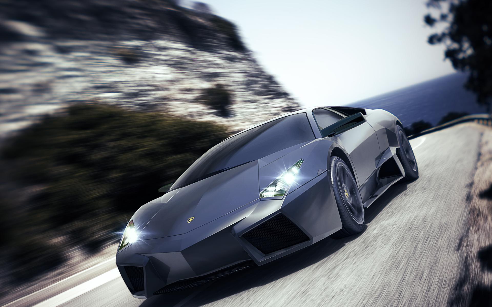 car, luxury, new, lamborghini, 1080P, sports, reventon, cars, black, HD Wallpaper