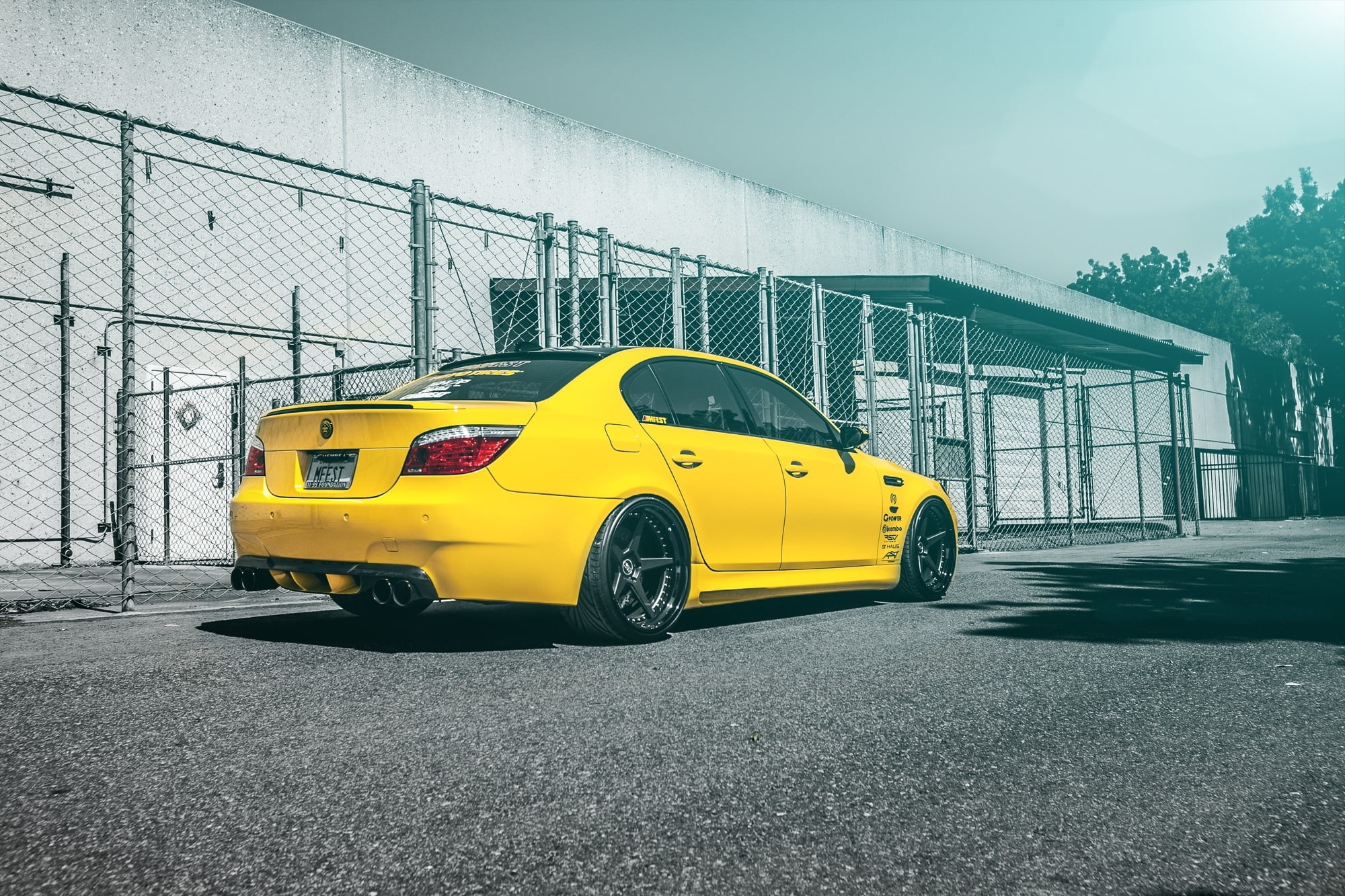 architecture, vehicle, car, retro styled, transportation, 1080P, yellow, road, motor vehicle, public transportation, city, mode of transportation, BMW, HD Wallpaper