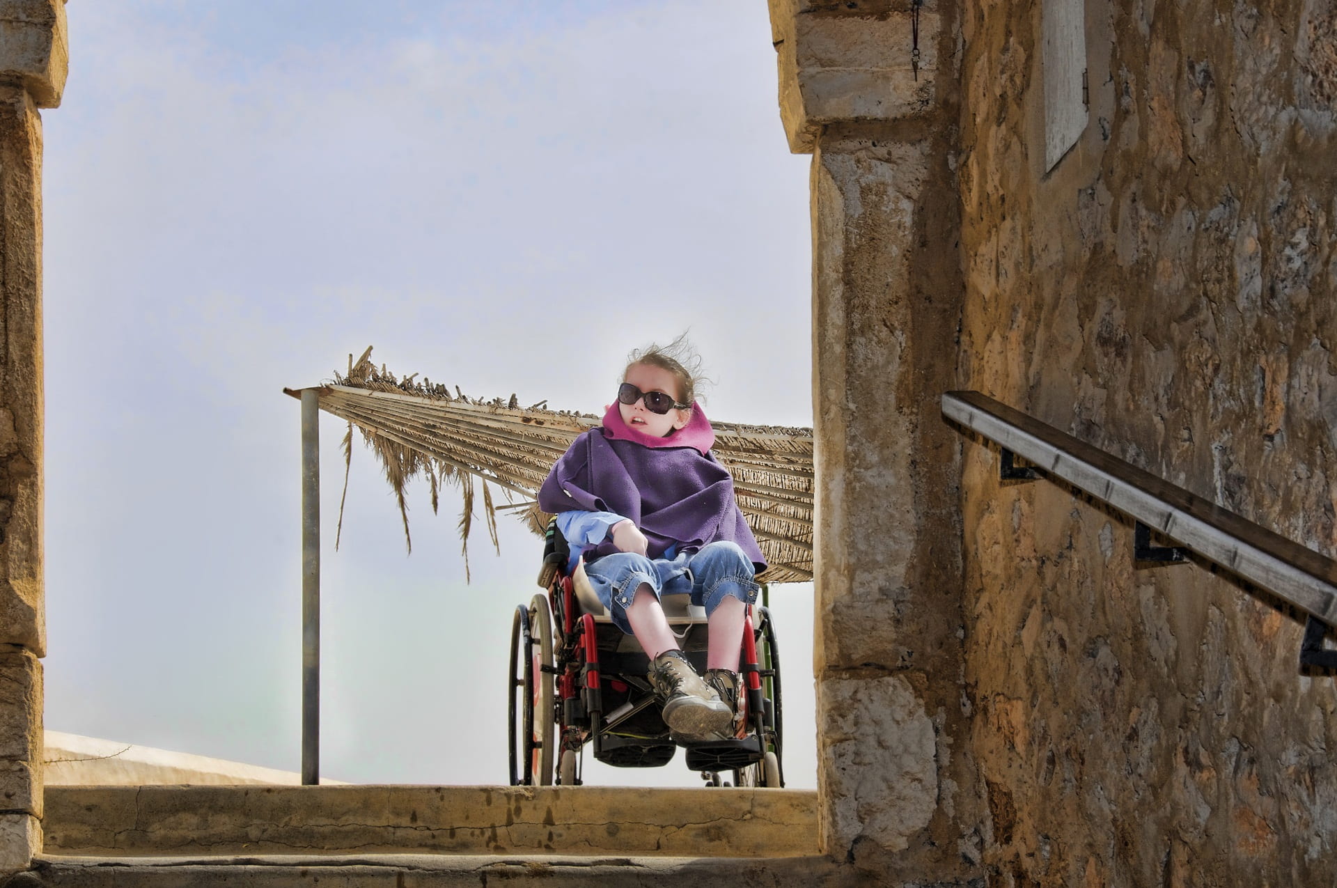 differing abilities, childhood, emotion, built structure, sitting, handicap, one person, architecture, outdoors, wheelchair, people, characters, day, woman, HD Wallpaper