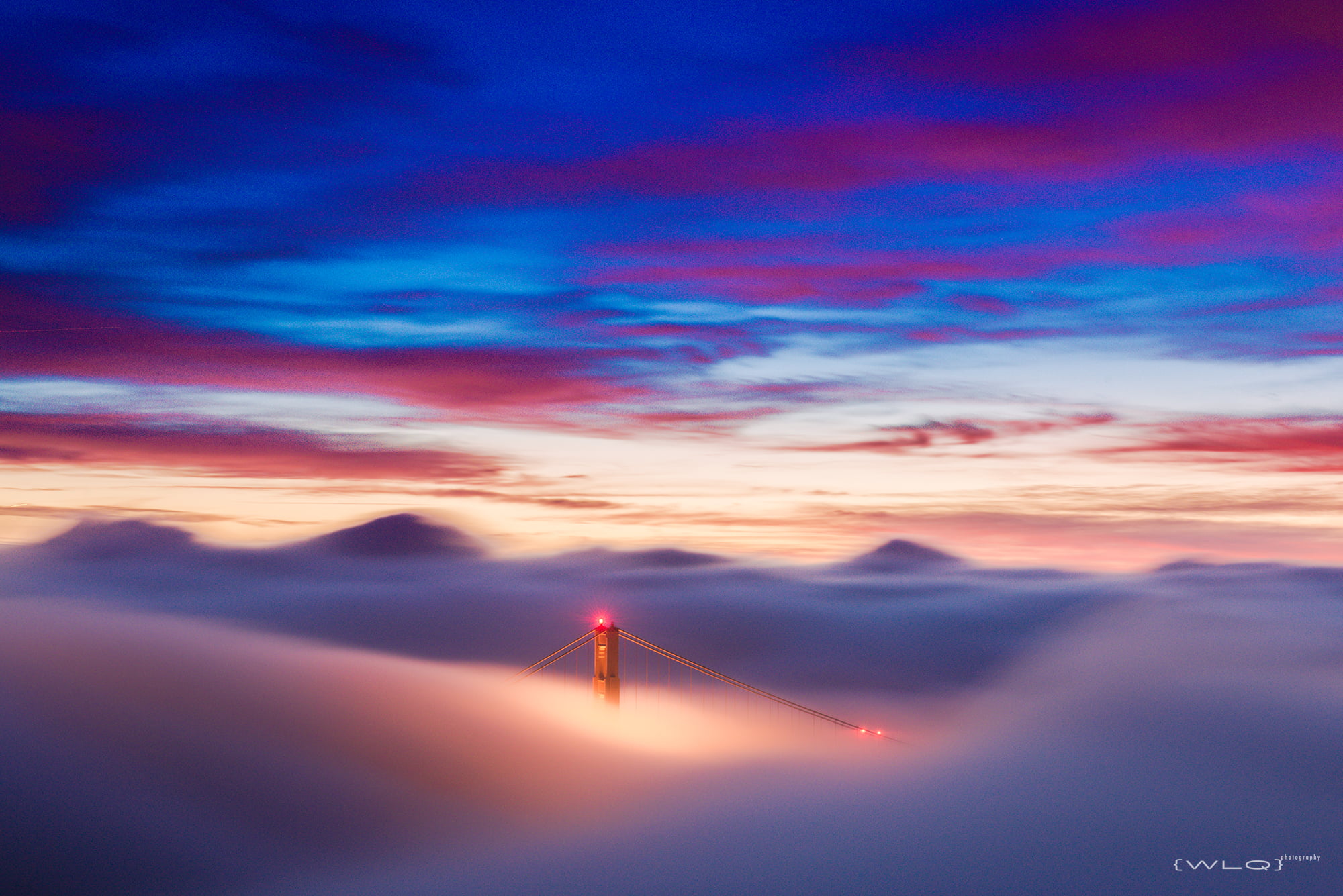 Fog, day, sky, nature, Low, aerial photography, cloudy, Golden Gate Bridge, 1080P, photography, karl, bridge, aerial, sunset, Never Give Up, dusk, San Francisco, HD Wallpaper