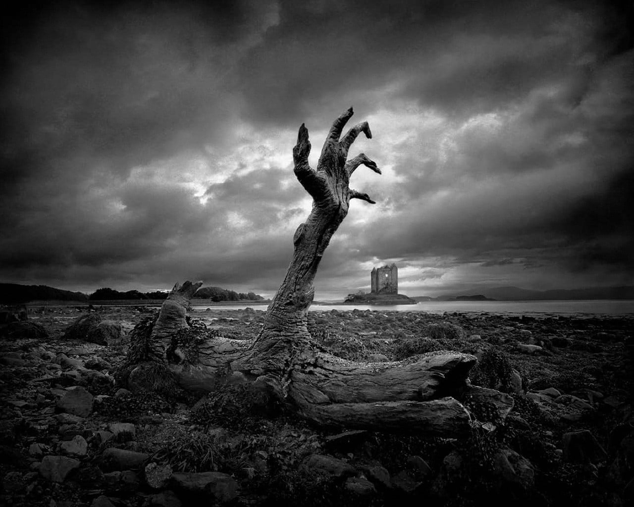 sea, the past, environment, monochrome, 720P, water, scenics - nature, rock, hands, arizona, dramatic Sky, silhouette, storm, cloudscape, land, religion, HD Wallpaper