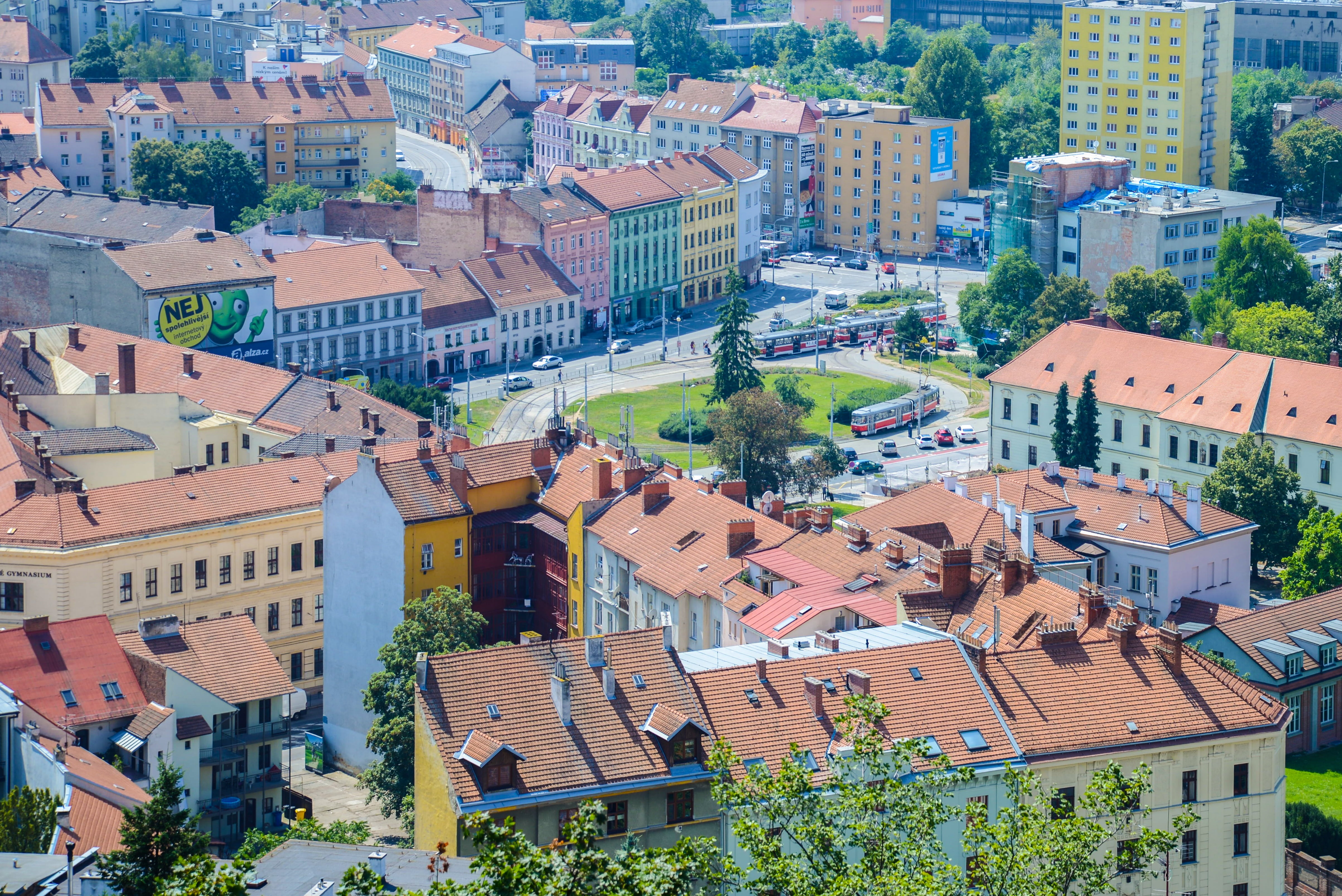 moravia, tourism, scenery, city, traveling, historical, plant, crowded, sightseeing, landmark, aerial, high angle view, cityscape, day, scene, europe, town, HD Wallpaper