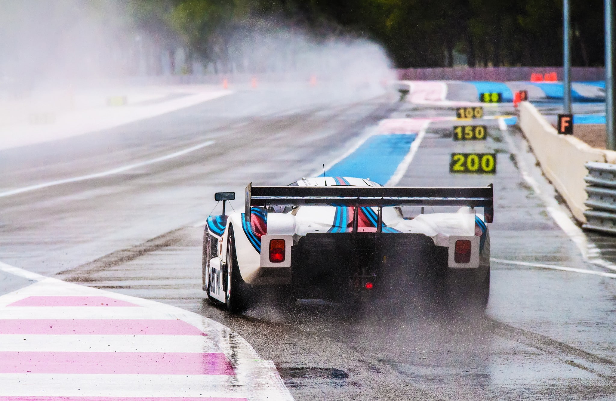 mode of transportation, motor vehicle, water, motion, competition, motor racing track, transportation, car martini racing, outdoors, sport, rain, road, HD Wallpaper