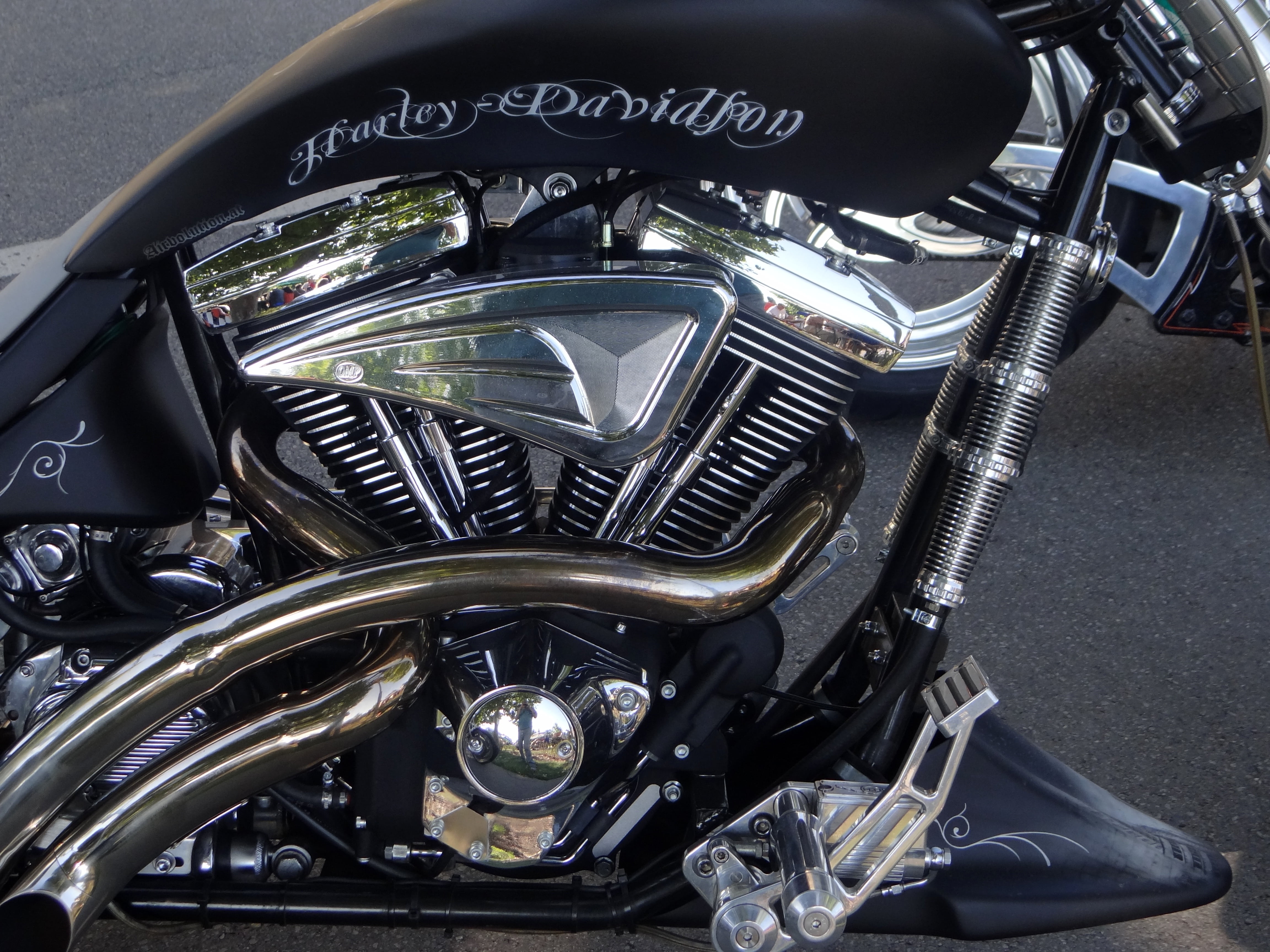 motorcycles, transportation, vehicle part, luxury, close-up, engine, stationary, shiny, motor vehicle, day, handlebar, land vehicle, harley davidson, metal, HD Wallpaper