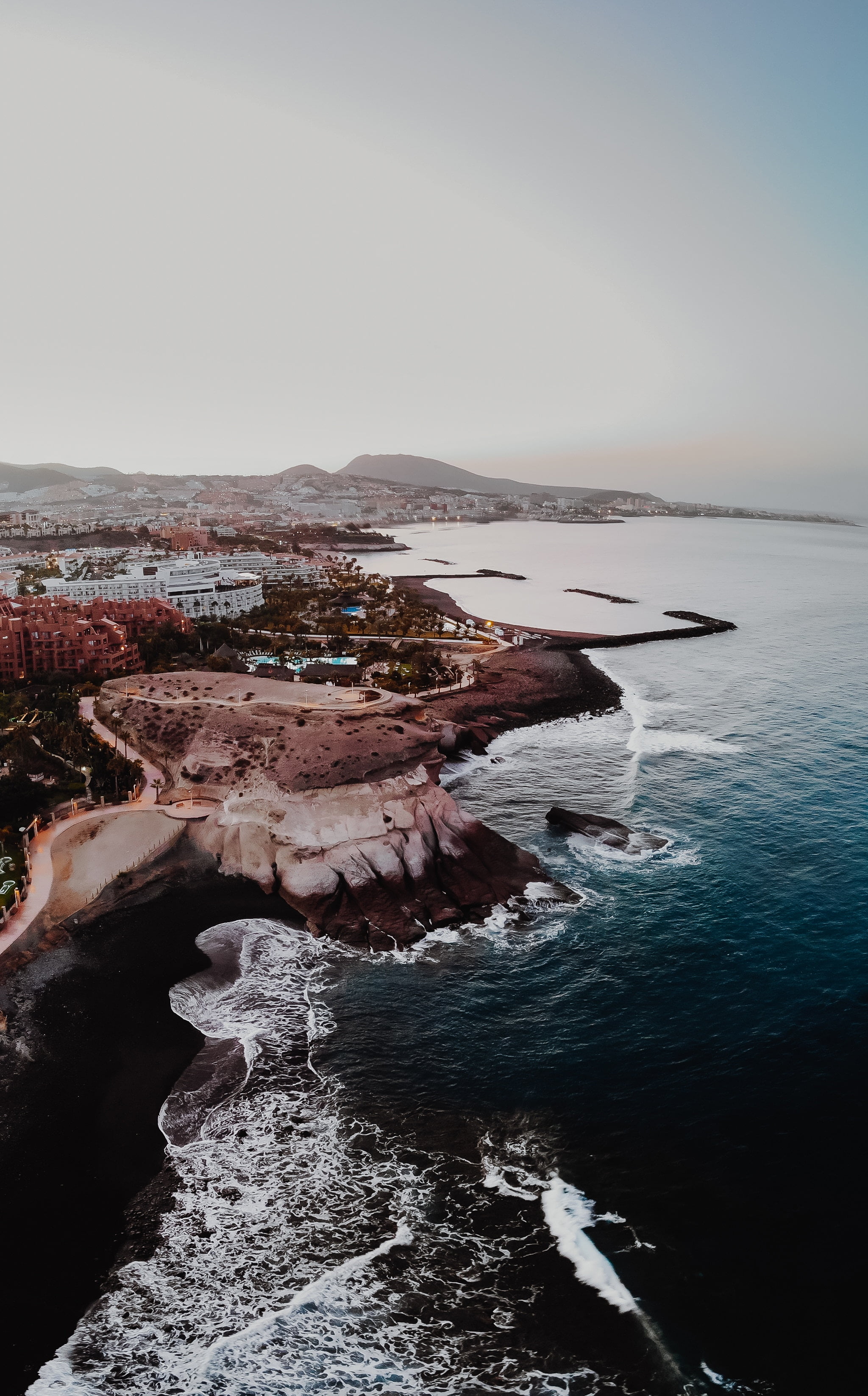 travel destinations, coast, non-urban scene, scenics - nature, water, beauty in nature, no people, traveller, clear sky, solid, city, Tourism, Spain, Tenerife, Phone HD Wallpaper