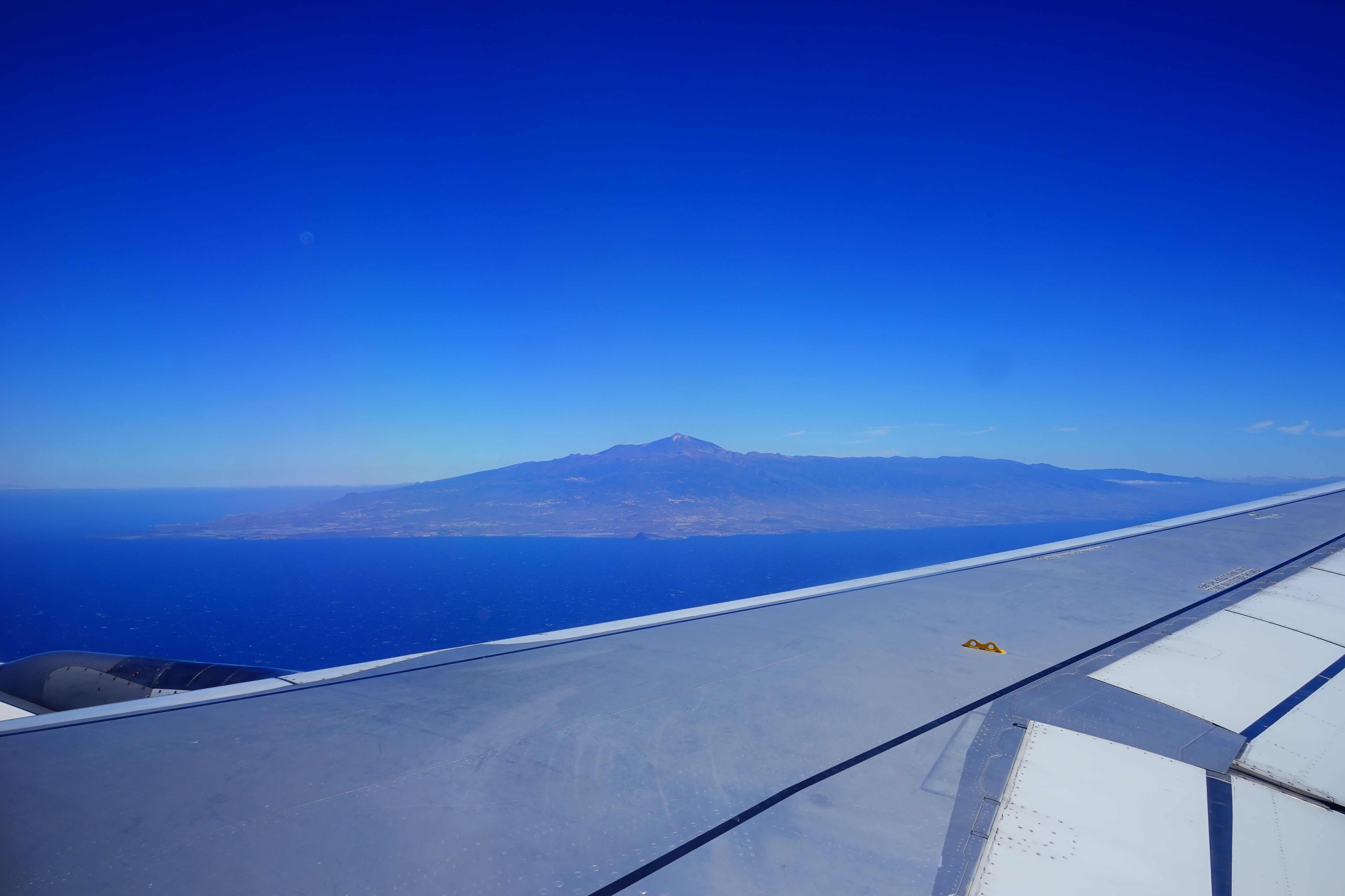 aerospace industry, spain, nature, travel, wing, aerial view, clouds, copy space, sky, flying, mountain, mode of transportation, el teide, island, no people, HD Wallpaper