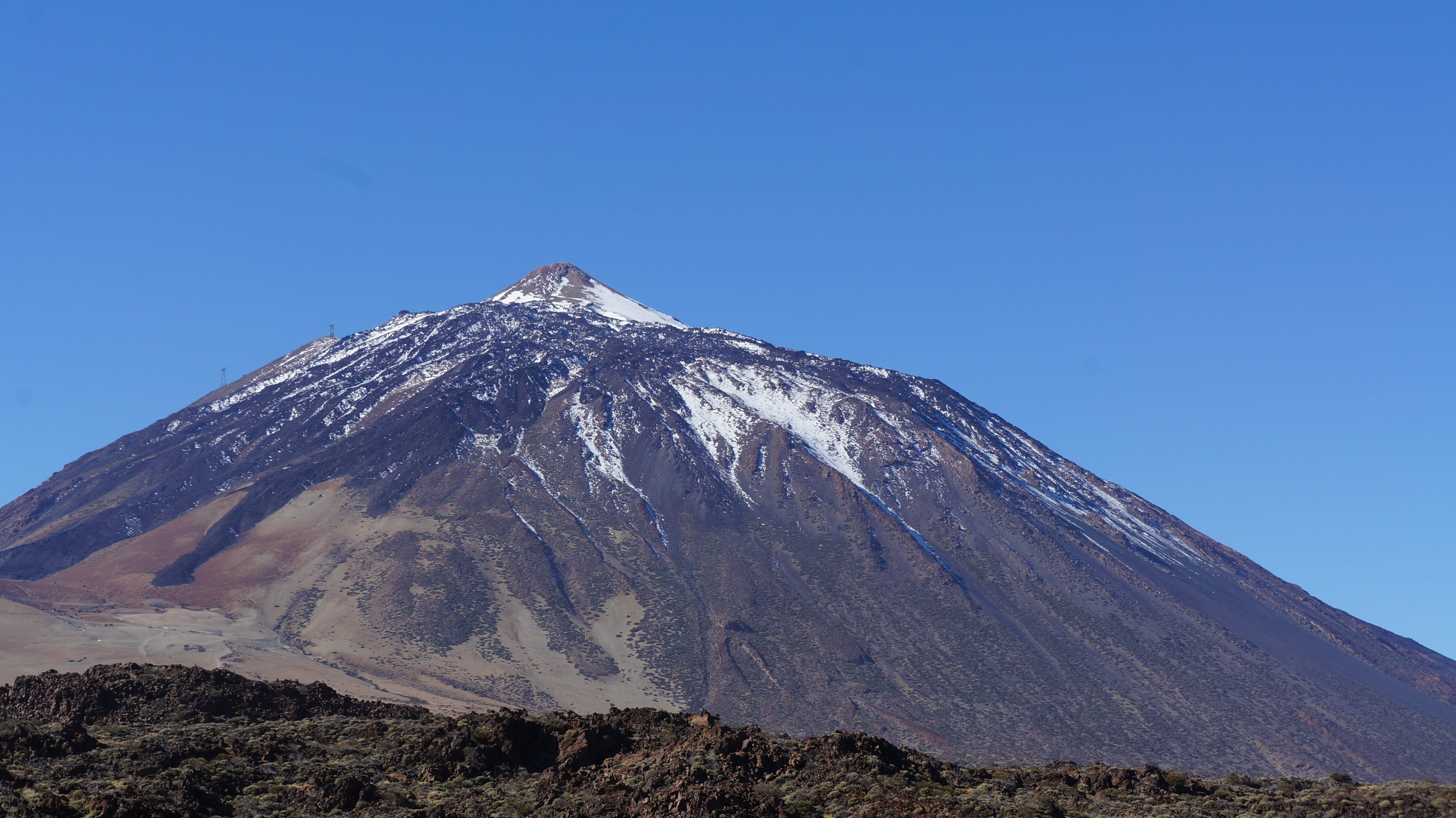 day, environment, nature, clear sky, volcano, travel destinations, beauty in nature, snow, outdoors, scenics - nature, cold temperature, no people, landscape of el teide, HD Wallpaper