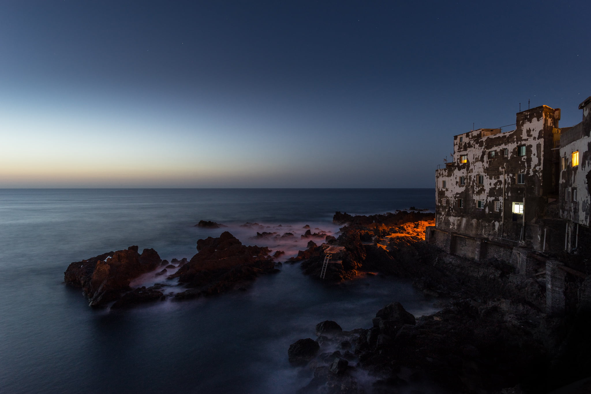 night, sea, cruz, la, 1080P, coastline, structure, near, Tenerife, puerto, de, Puerto de la Cruz, concrete, photo, gray, HD Wallpaper