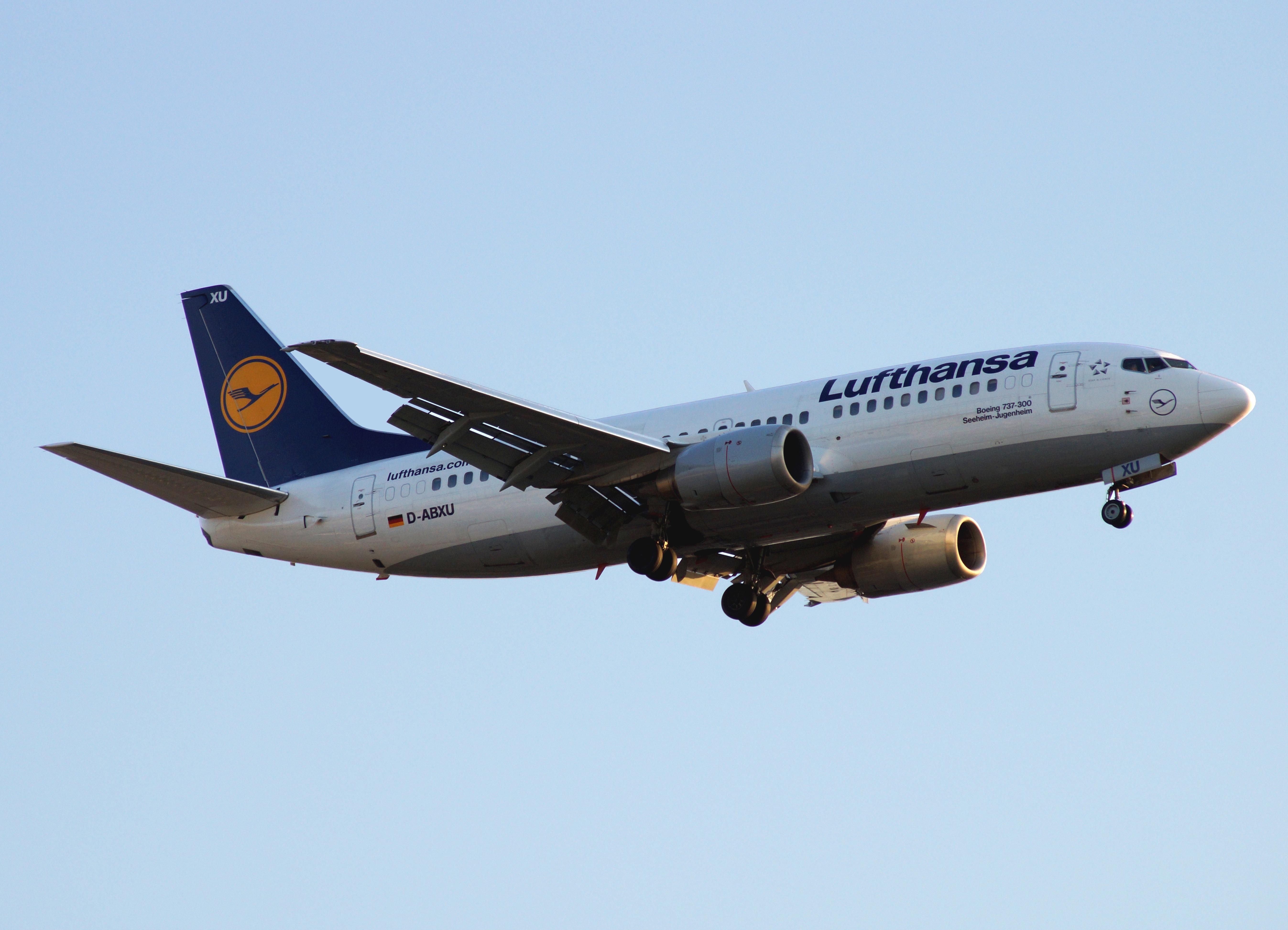 flying, aviation, tourism, sunlight, day, b737-330 colors lh, on the move, no people, aircraft, airbus, business, airplane, transportation, 5K, mode of Transport, HD Wallpaper