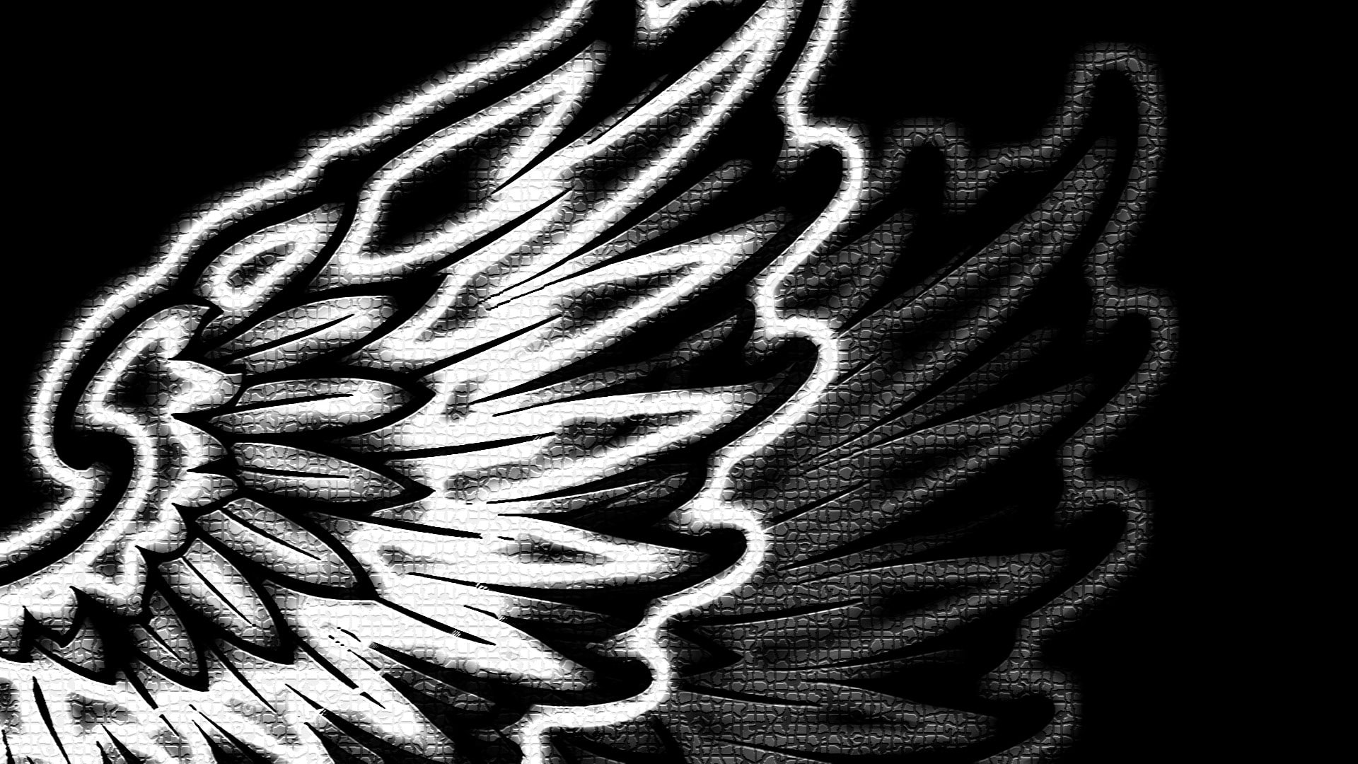 mosaic, Dark, Desing, black, art, 1080P, digital, wings, HD Wallpaper