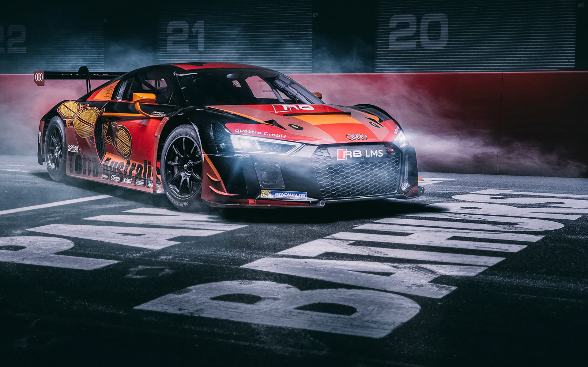 people, r, car, sport, day, outdoors, street, headwear, lms, racecar, motor racing track, motorsport, Audi, 1080P, sign, transportation, Quattro, professional sport, HD Wallpaper