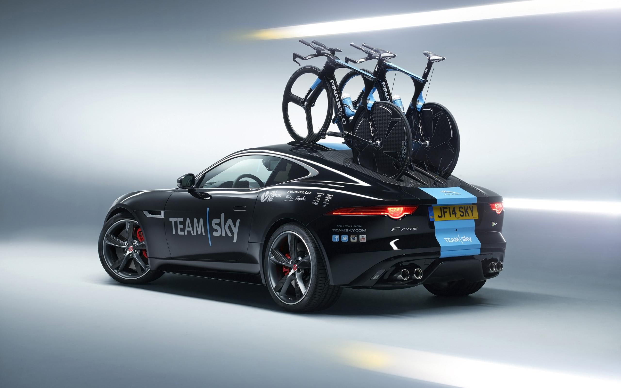 2K, team, car, road, bikes, sky, coupe, sports, f, de, tour, 2014, france, type, jaguar, black, cars, HD Wallpaper