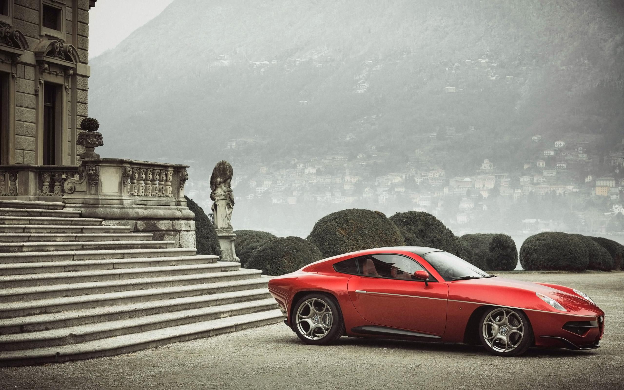 2K, alfa, 2013, romeo, car, luxury, touring, alfa romeo, red, cars, disco, volante, HD Wallpaper