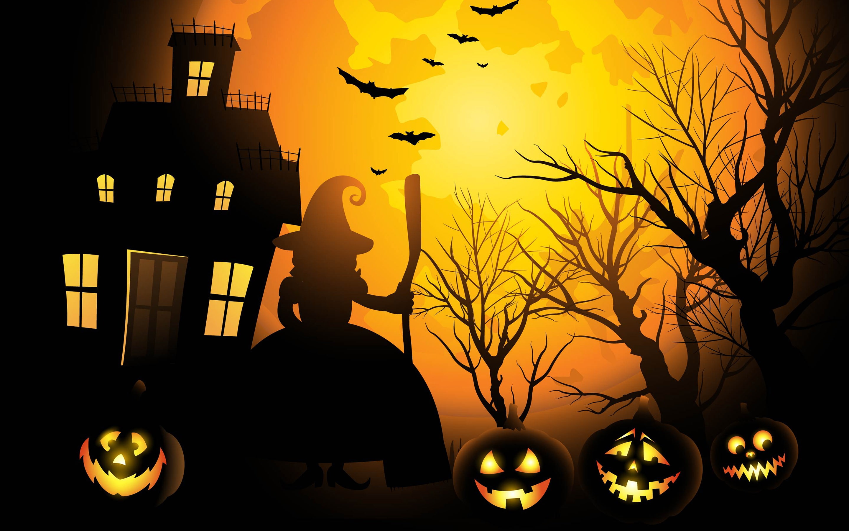 house, lighting equipment, plant, celebration, 2K, real people, night, silhouette, nature, orange color, lifestyles, rear view, halloween, sitting, illuminated, HD Wallpaper