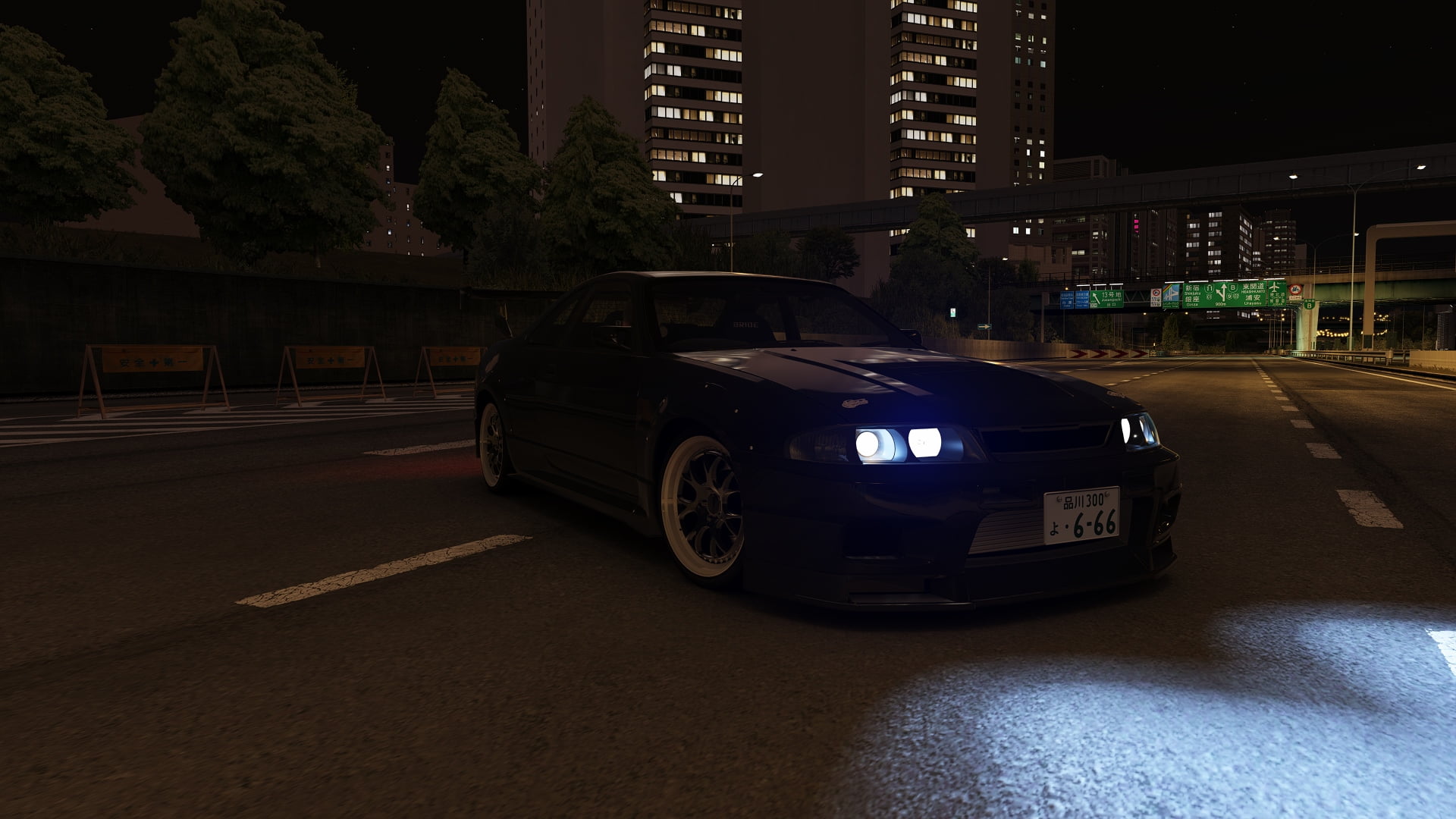 Japan, night, JDM, Nissan GTR, Assetto Corsa, Nissan GTR R33, 1080P, Japanese cars, HD Wallpaper