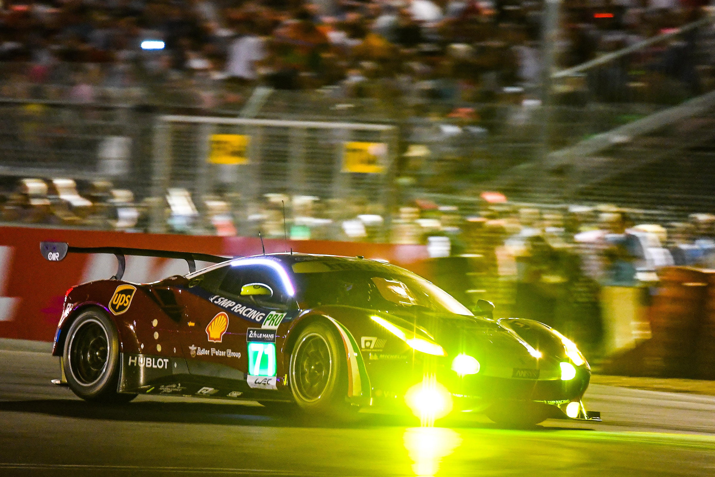 car, race, motion, road, lens flare, land vehicle, 488, architecture, gte, travel, motor vehicle, 2017, transportation, night, no people, on the move, street, HD Wallpaper