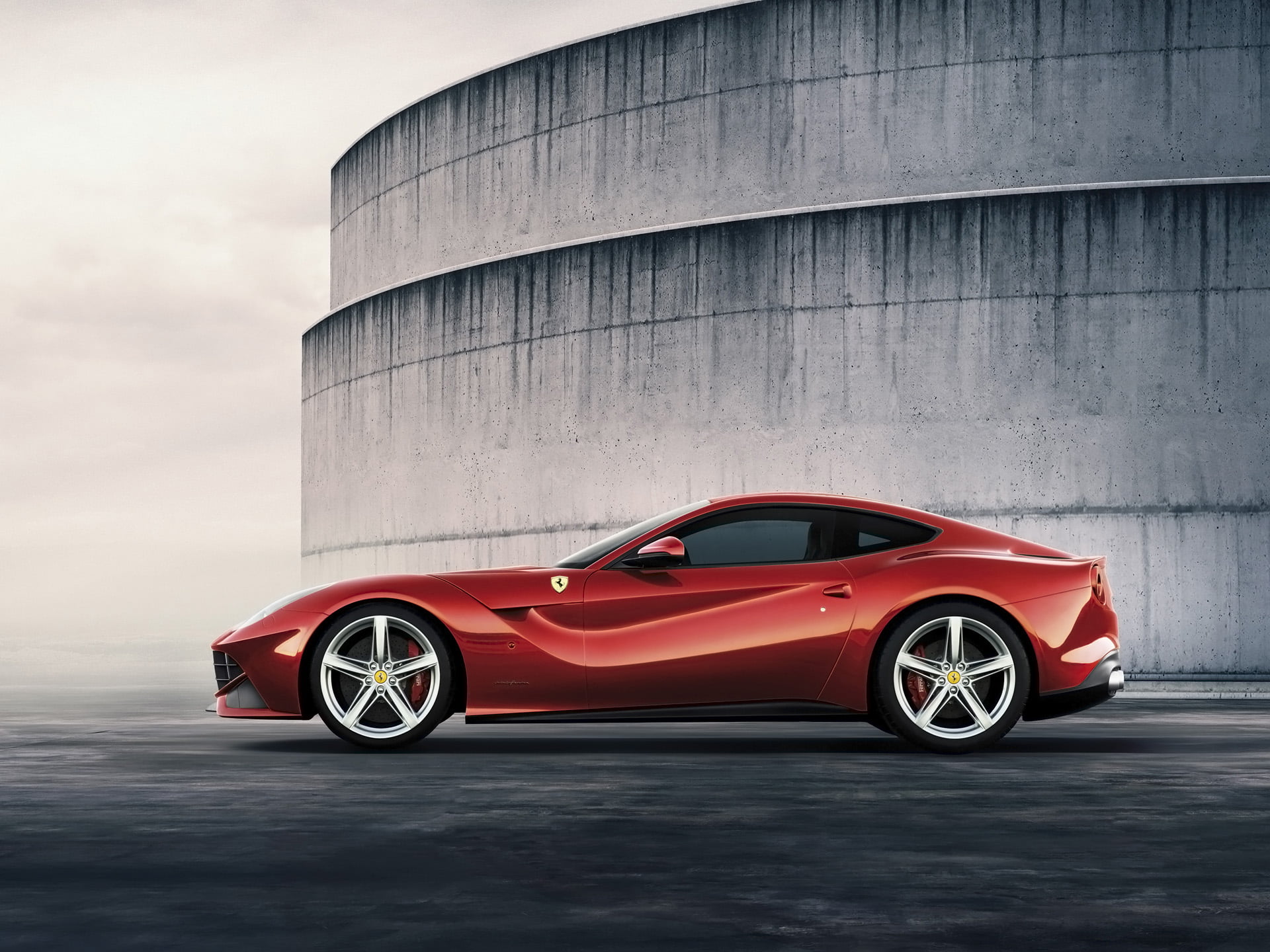 sports car, wheel, mode of transportation, luxury, gray, red cars, architecture, built structure, 1080P, no people, vehicle, motor vehicle, day, speed, HD Wallpaper