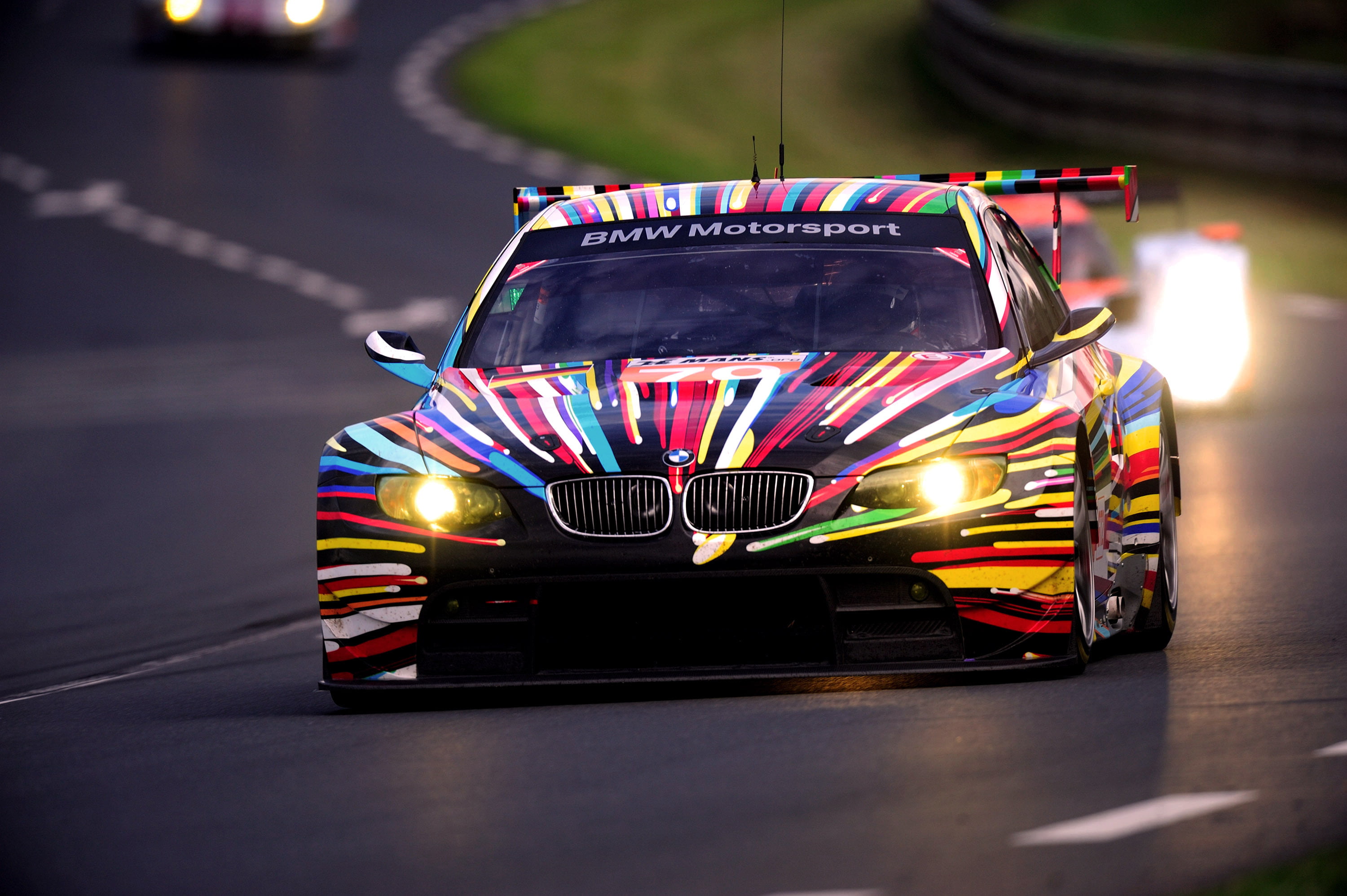 2K, transportation, Machine, BMW, no people, illuminated, night, 24h Le Mans, competition, Lights, GT2, road, The front, motion, speed, car, motor vehicle, HD Wallpaper