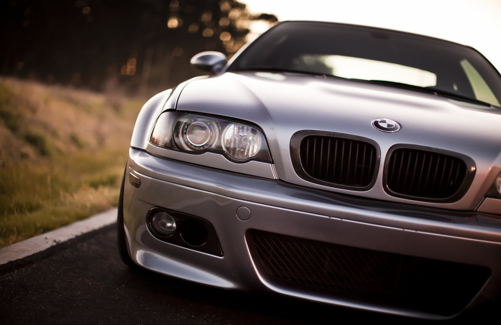 the front, mode of transportation, city, motor vehicle, land vehicle, no people, silver colored, metal, 1080P, vintage car, BMW, road, front view, transportation, HD Wallpaper