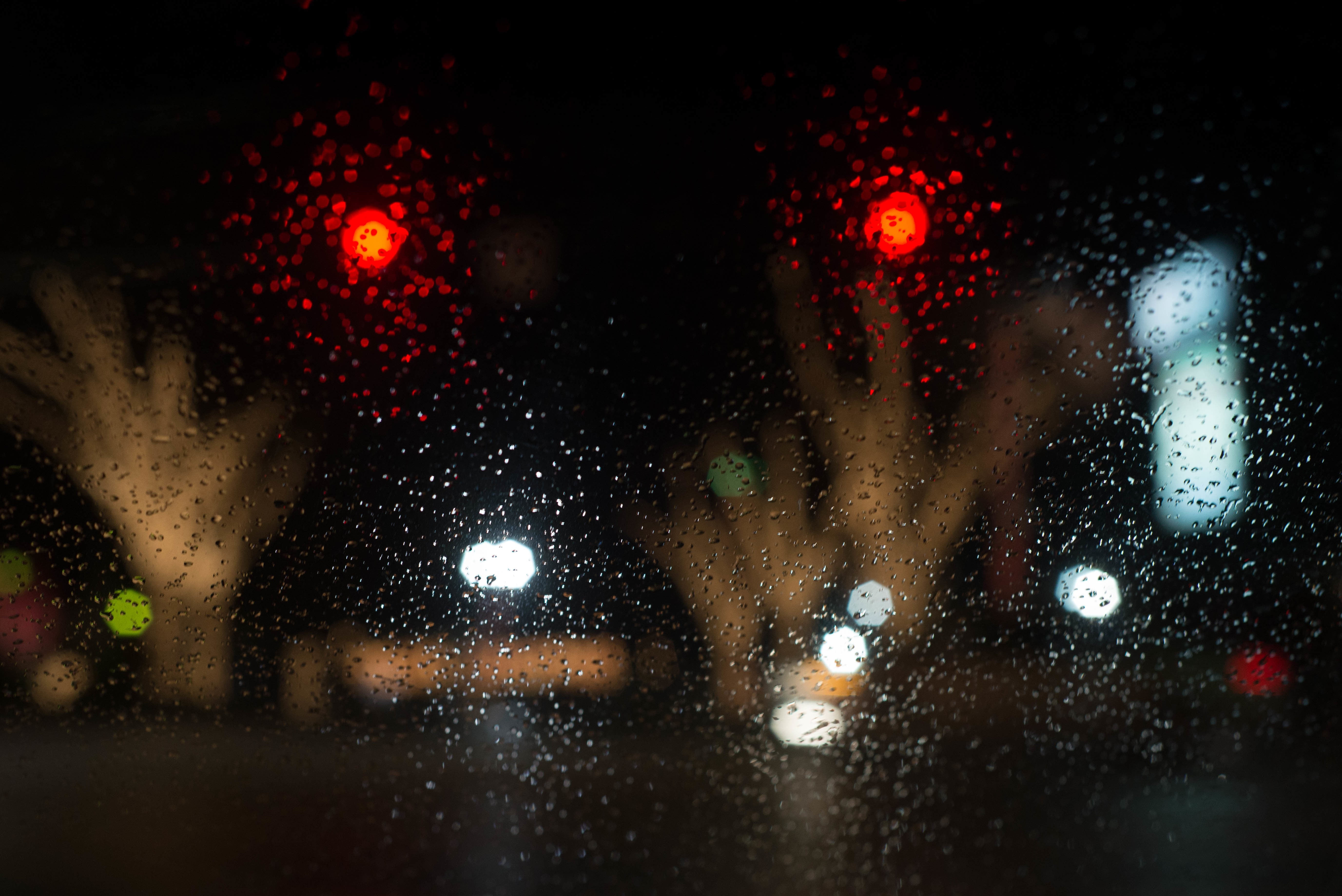 nature, tail light, raindrop, transportation, rainy season, mode of transportation, glass - material, transparent, outdoors, illuminated, car, drop, no people, HD Wallpaper