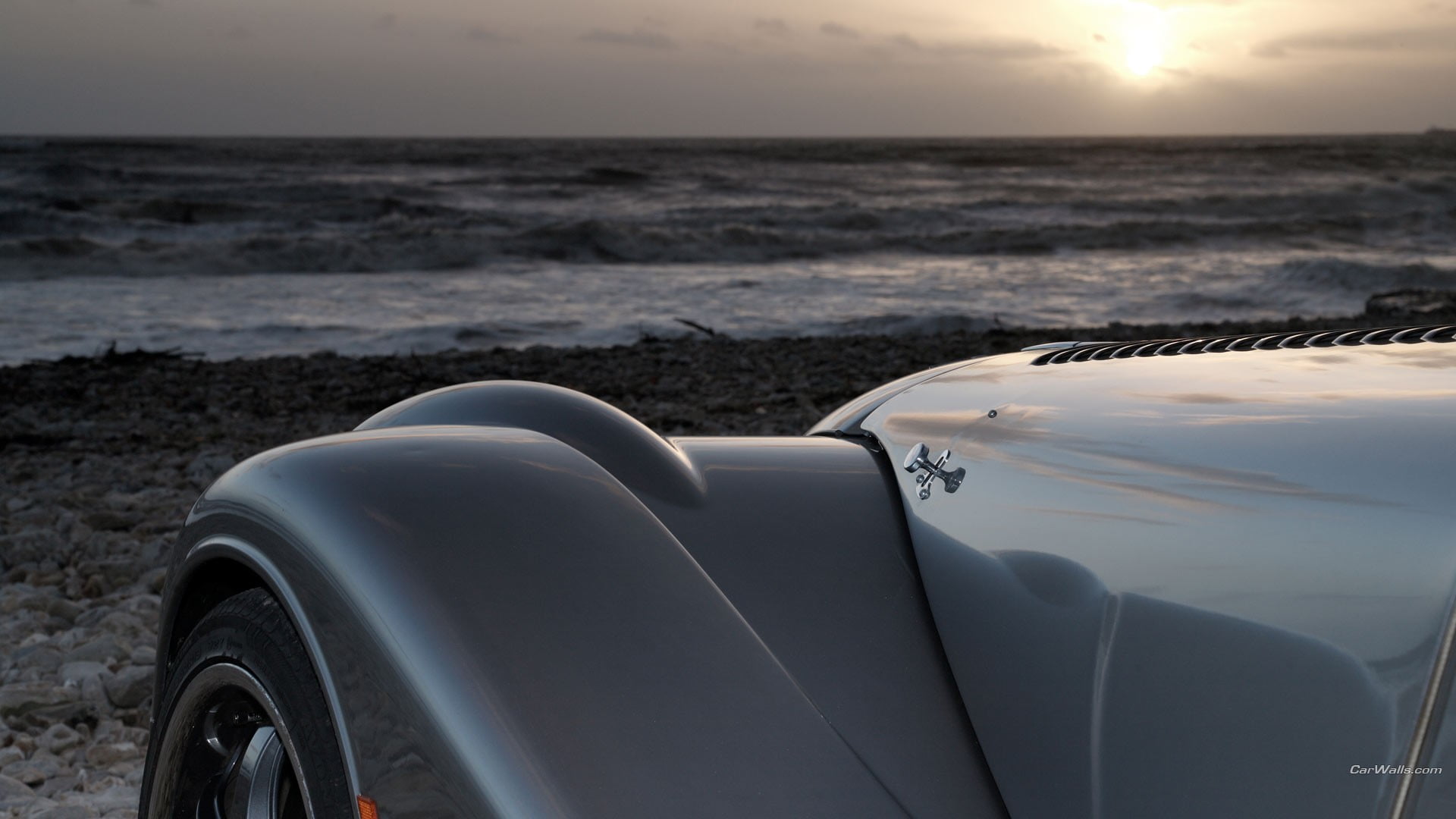 cloud - sky, beauty in nature, car, transportation, land, grey, tire, scenics - nature, sunset, Morgan Aero, horizon, 1080P, outdoors, water, travel, wheel, HD Wallpaper