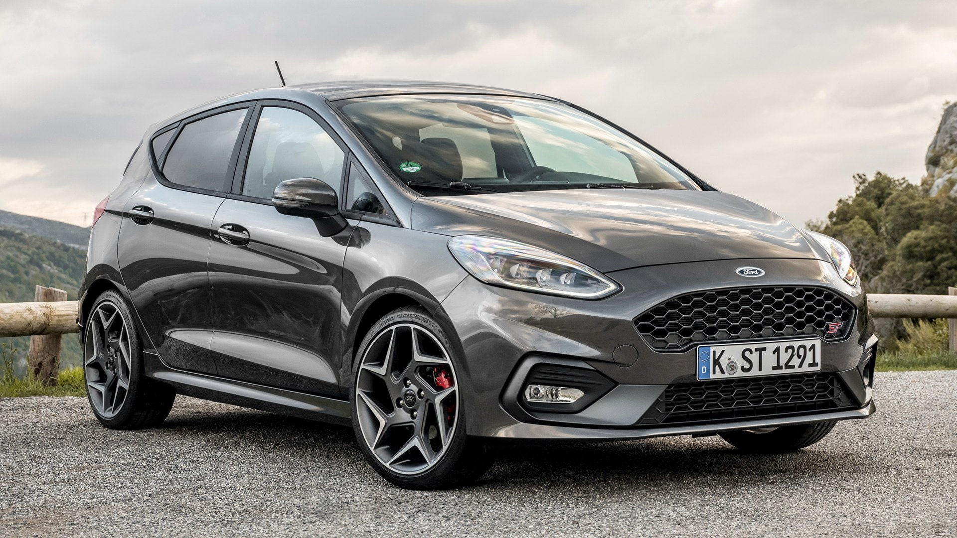 road, sports car, motion, day, nature, Hatchback, Silver Car, front view, sport, land vehicle, Ford Fiesta ST 5-door, motor vehicle, silver colored, emotion, HD Wallpaper