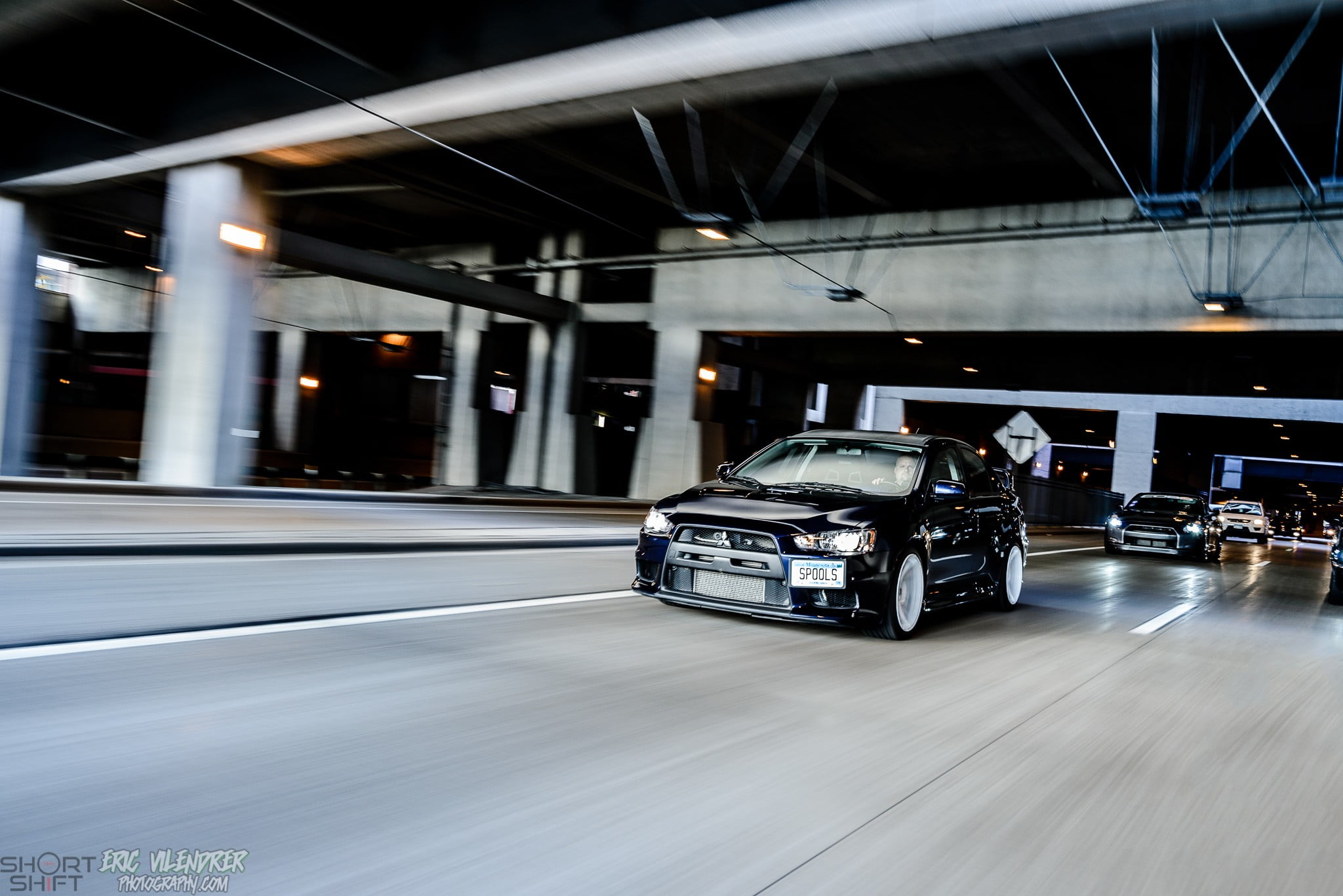 mode of transportation, transportation, car, illuminated, real people, bridge - man made structure, land vehicle, road, Mitsubishi, Mitsubishi Lancer Evolution X, HD Wallpaper