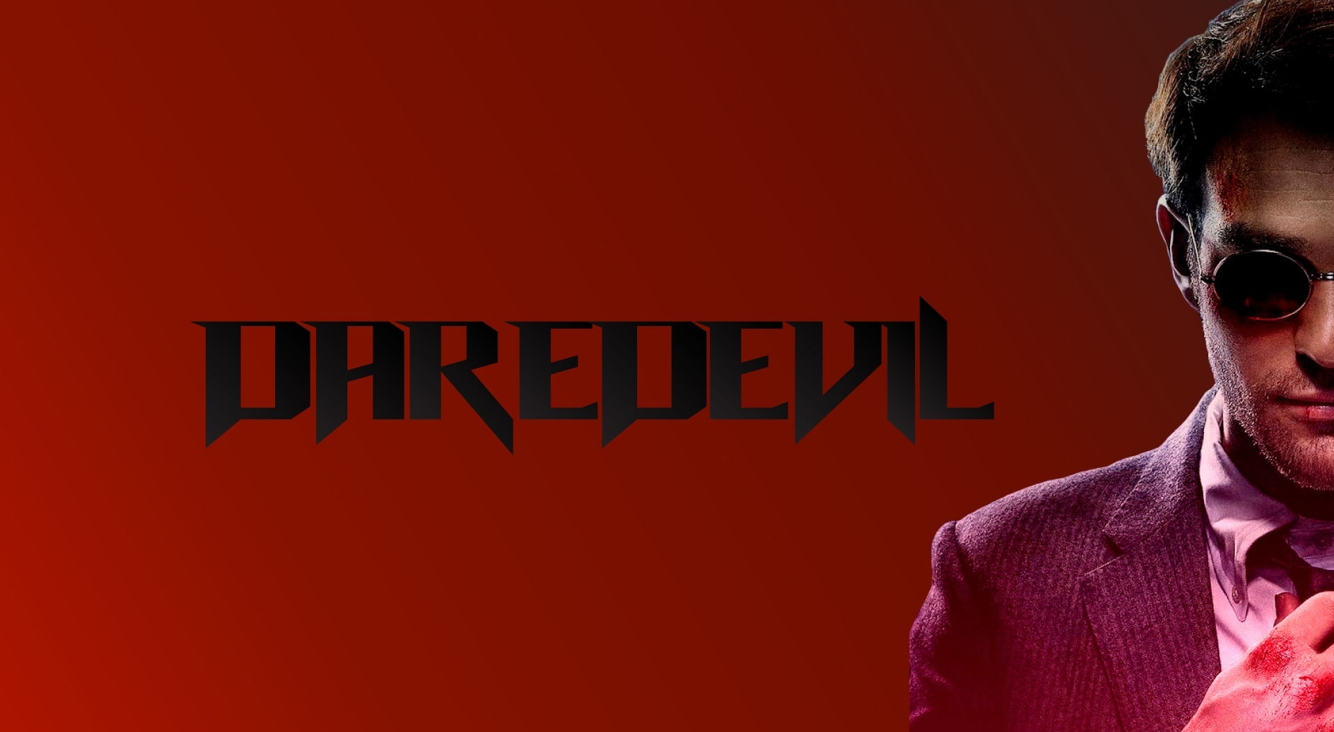 glasses, daredevil, series, matt murdock, mid adult men, red, one person, 1080P, nightlife, studio shot, males, colored background, Movies, headshot, communication, HD Wallpaper