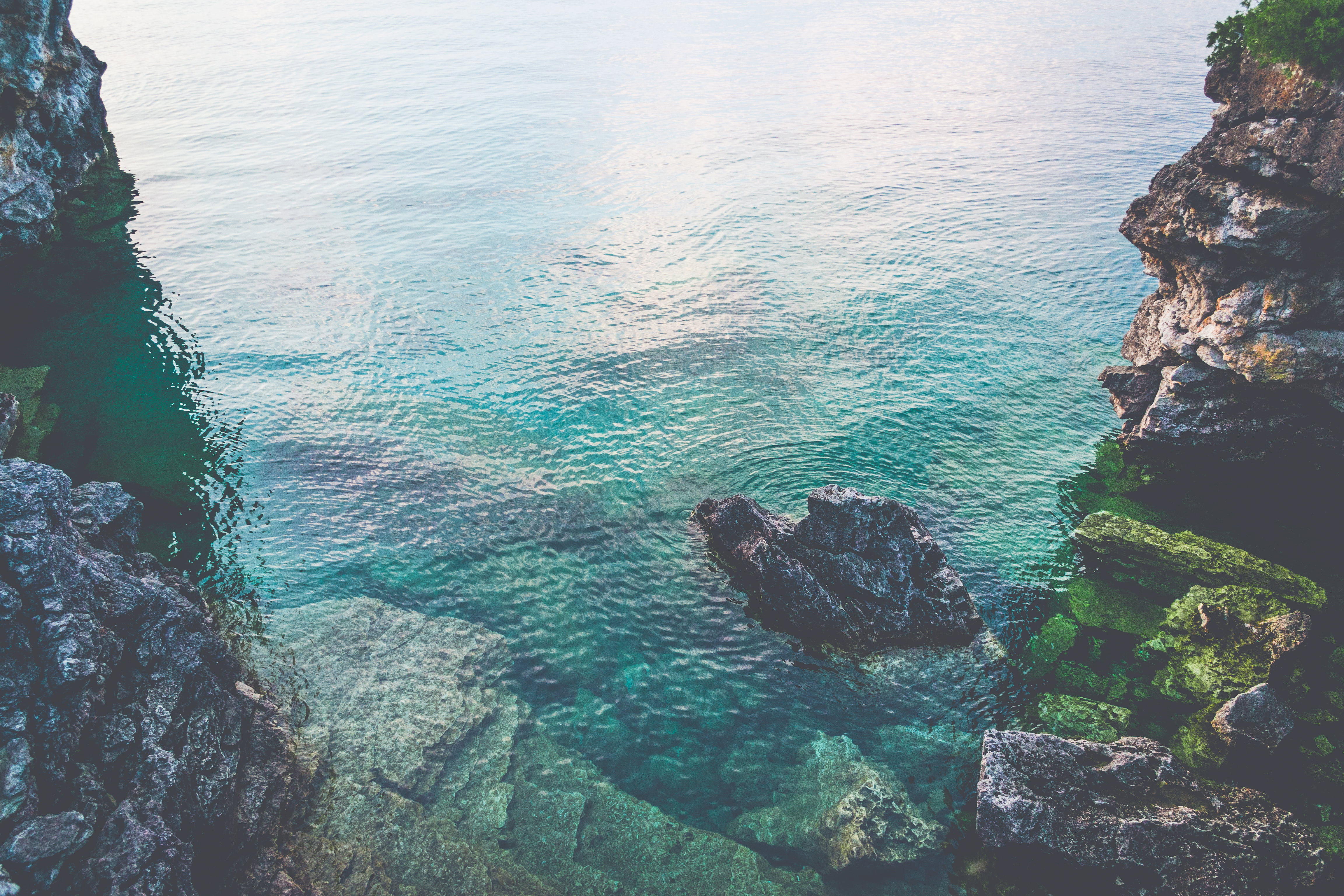 rocks, waters Edge, island, rock - Object, day, no People, europe, blue, beauty In Nature, seascape, mountain, high angle view, rock, vacations, water, HD Wallpaper