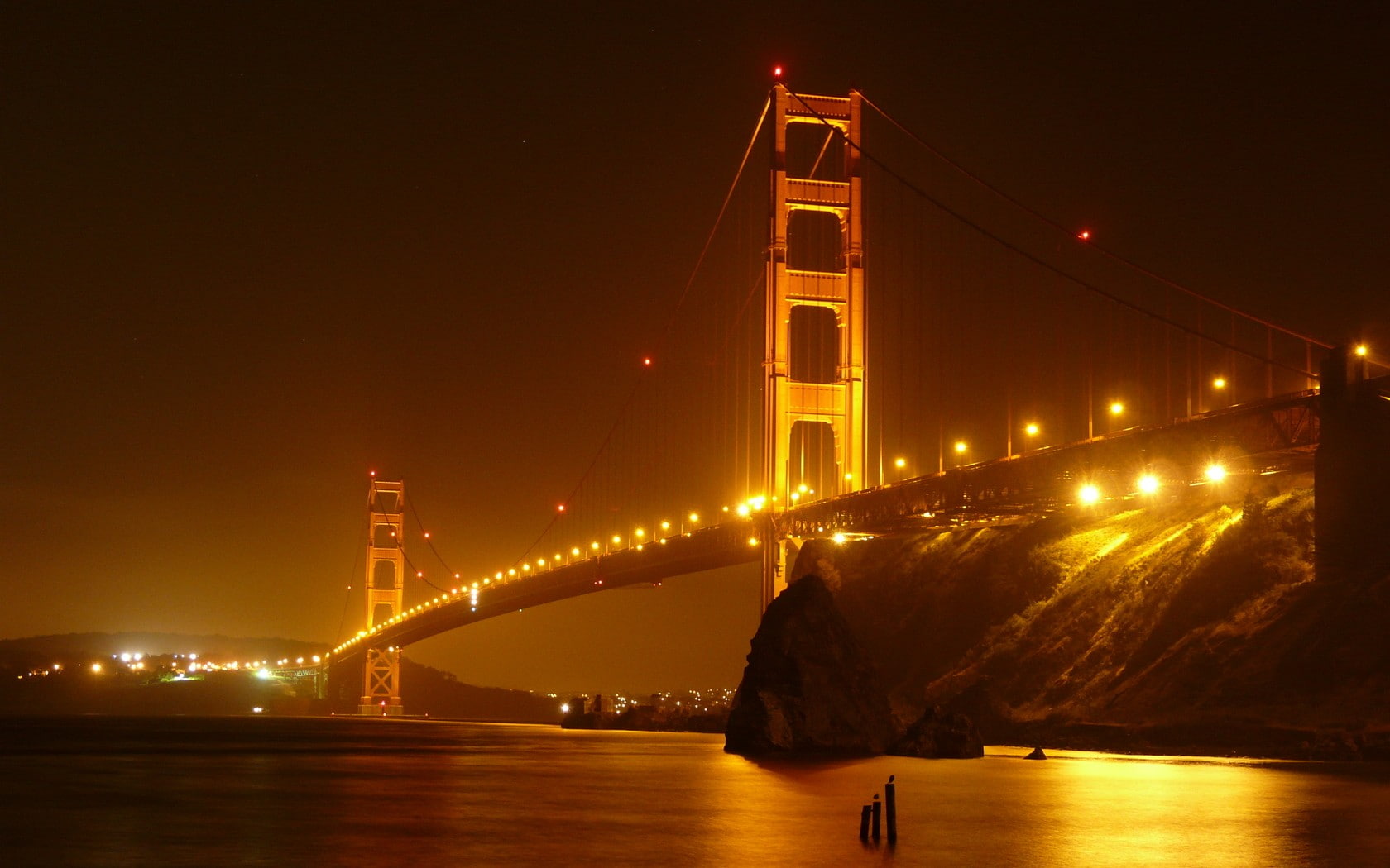 tourism, illuminated, architecture, connection, San Francisco, transportation, Golden Gate Bridge, sky, 720P, night, bridge, bridge - man made structure, HD Wallpaper
