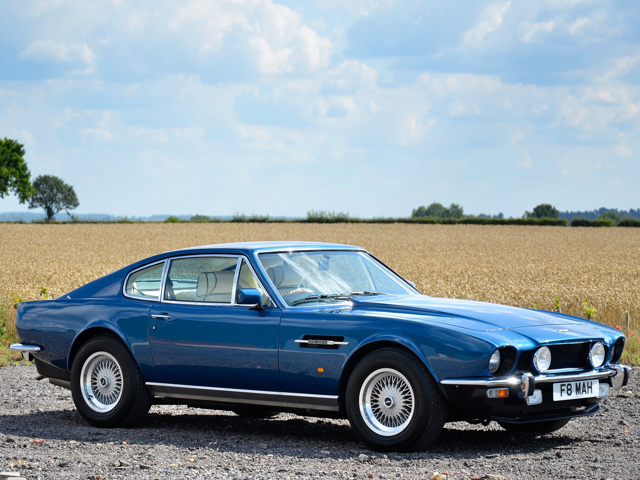 coupe, outdoors, old, bumper, no People, 1080P, aston martin, field, shiny, engine, 1972, rural Scene, motor vehicle, land Vehicle, nature, front View, HD Wallpaper