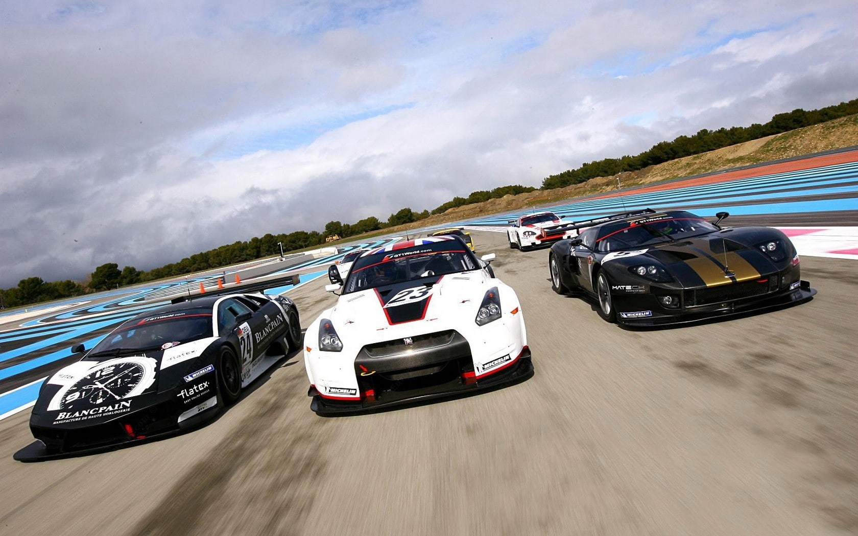 land vehicle, motorsport, auto racing, race tracks, racing, speed, high angle view, competition, cloud - sky, motion, Nissan Skyline GT-R R35, 720P, racecar, HD Wallpaper