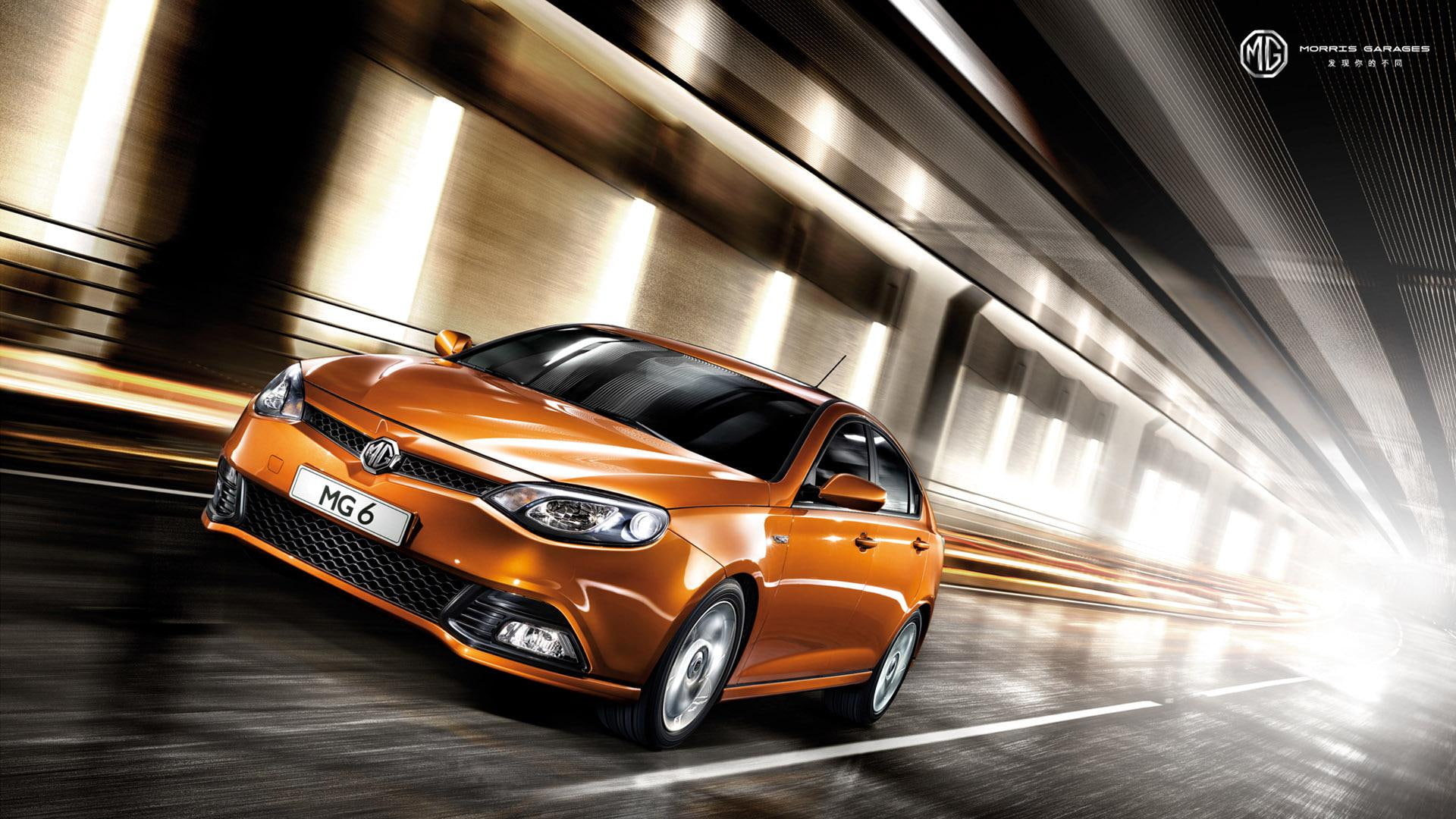orange, morris garages, 1920x1080, car, cars, 1080P, mg, mg 6, compact, HD Wallpaper