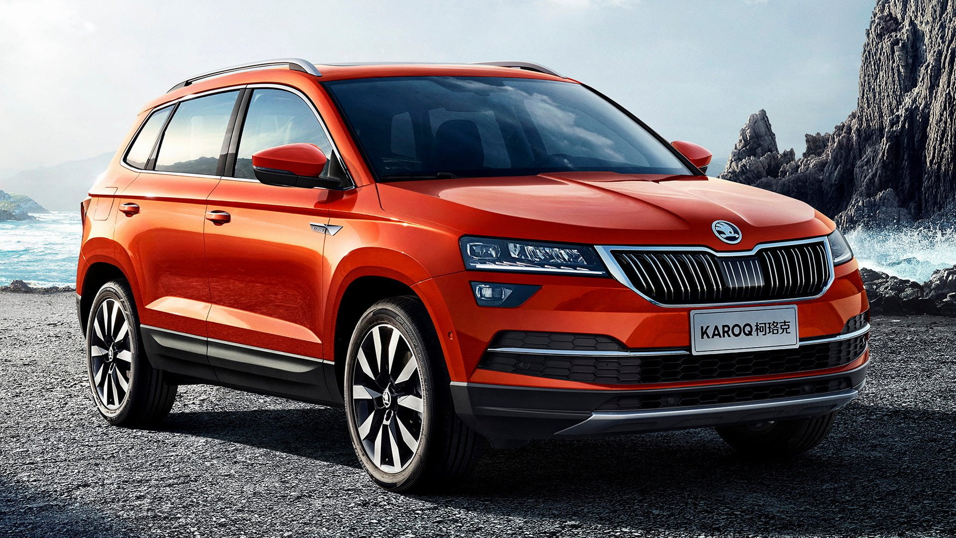 Car, Compact Car, Škoda Karoq, SUV, Red Car, 1080P, Crossover Car, Skoda, HD Wallpaper