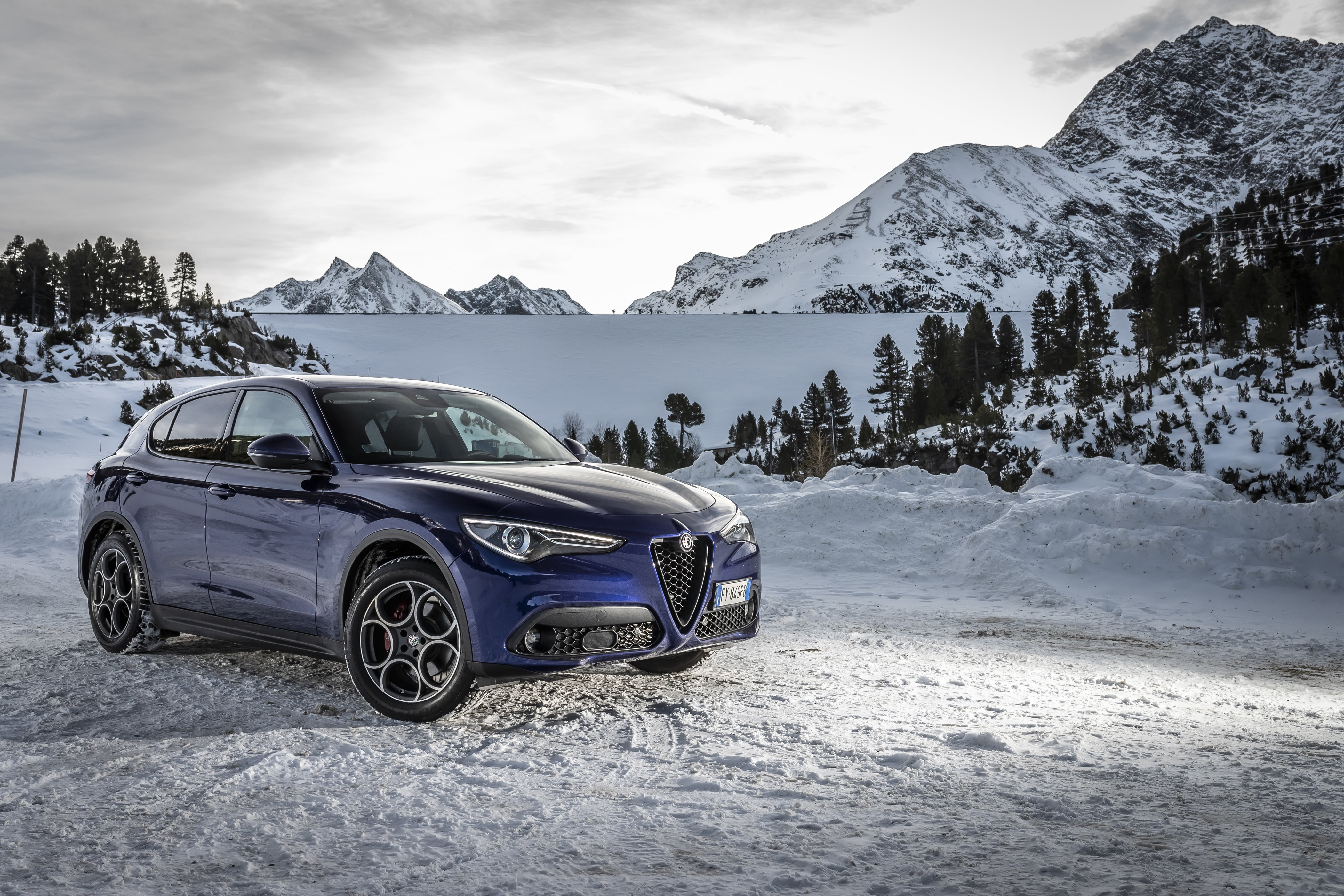 Alfa Romeo Stelvio, Vehicle, 4K, Blue Car, Alfa Romeo, Snow, SUV, Car, HD Wallpaper